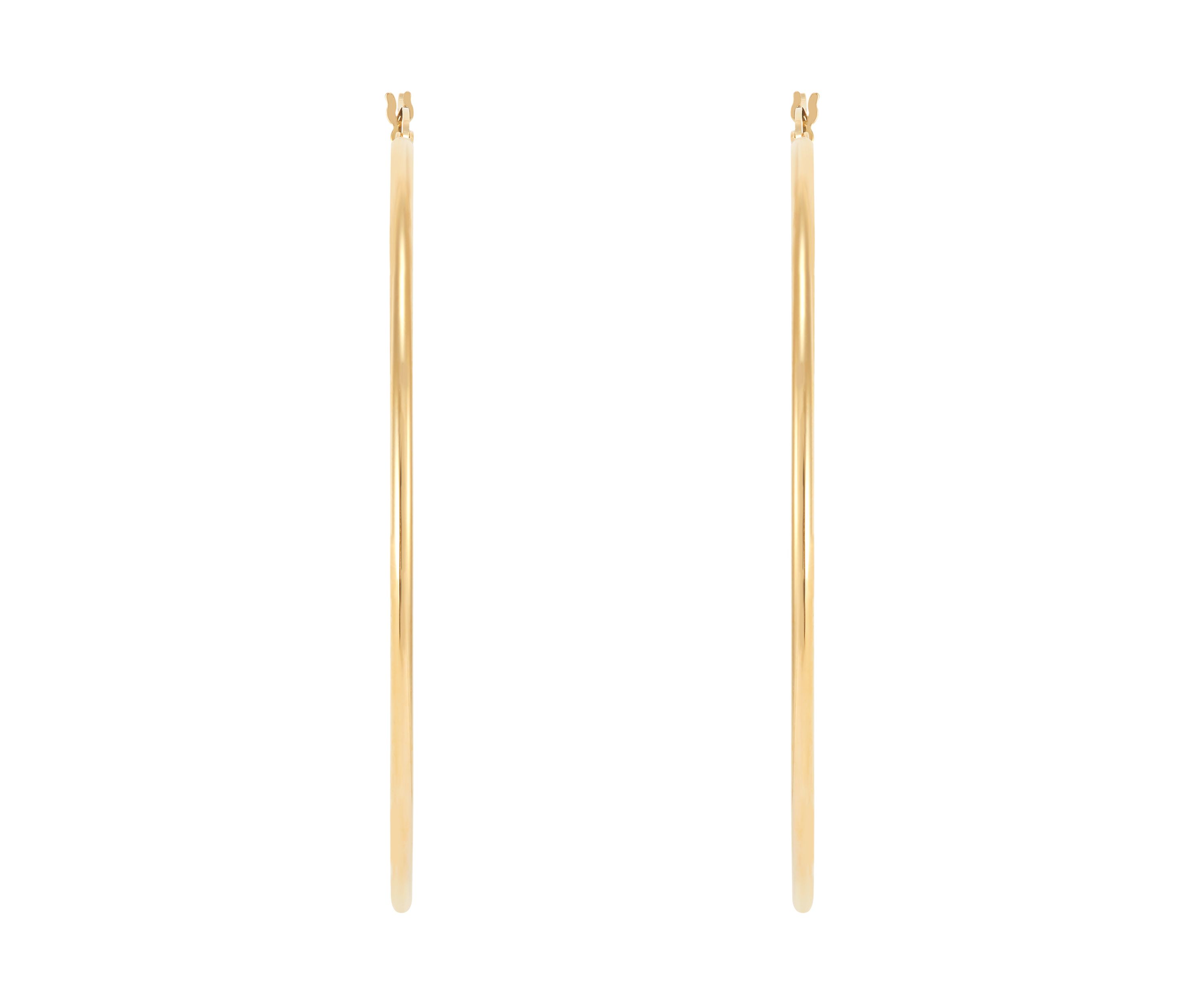 Round Tube Hoop Earrings in Gold Over Sterling Silver