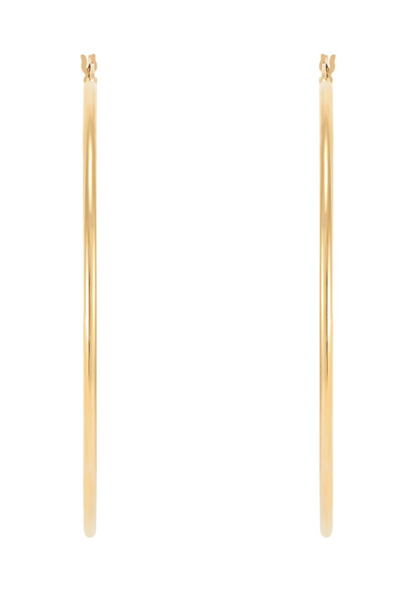 Round Tube Hoop Earrings in Gold Over Sterling Silver