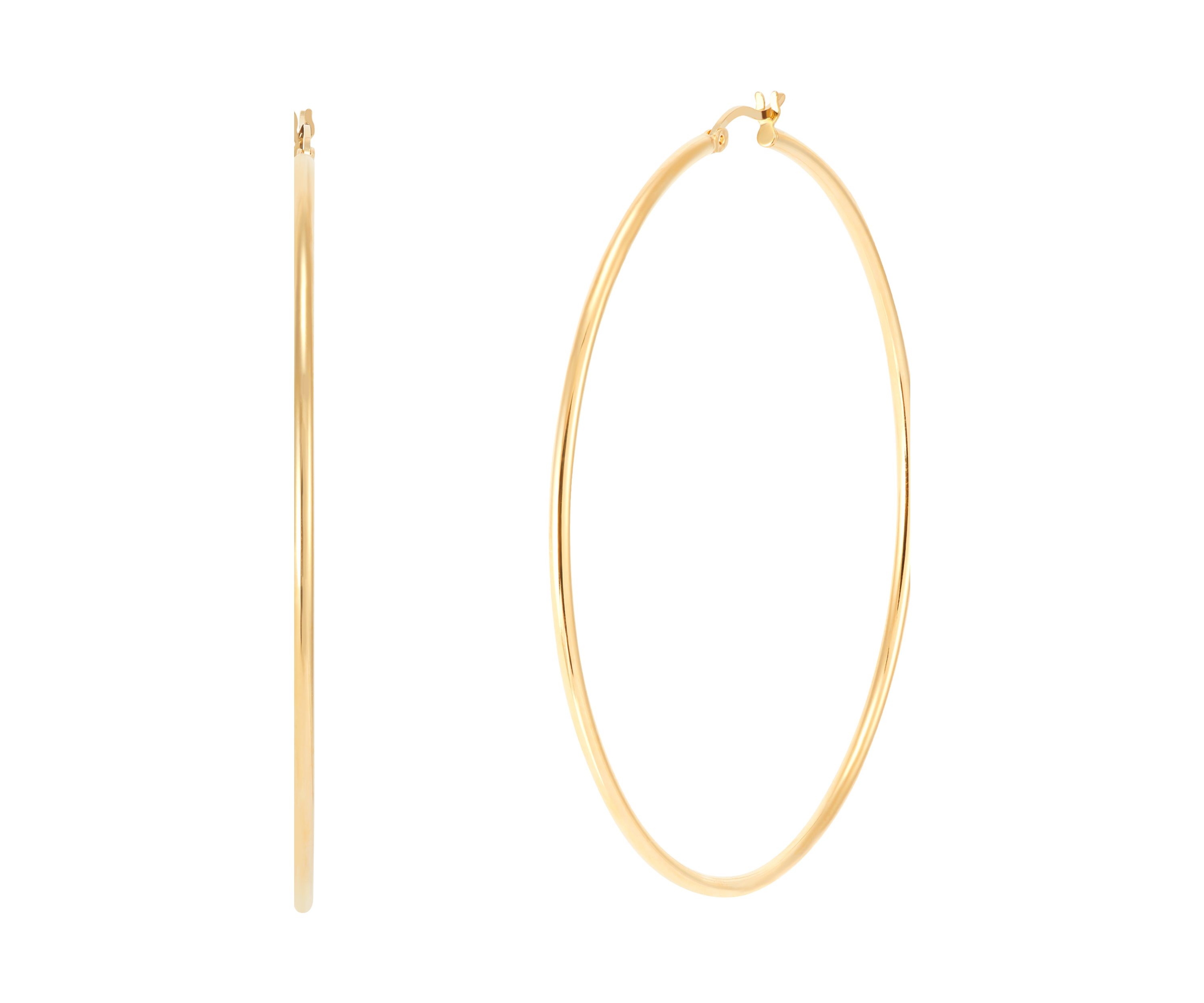 Round Tube Hoop Earrings in Gold Over Sterling Silver