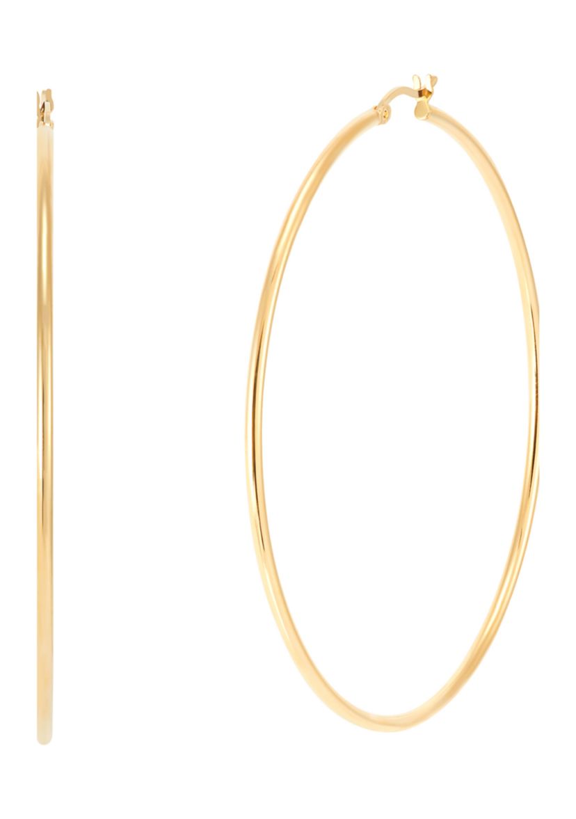 Round Tube Hoop Earrings in Gold Over Sterling Silver