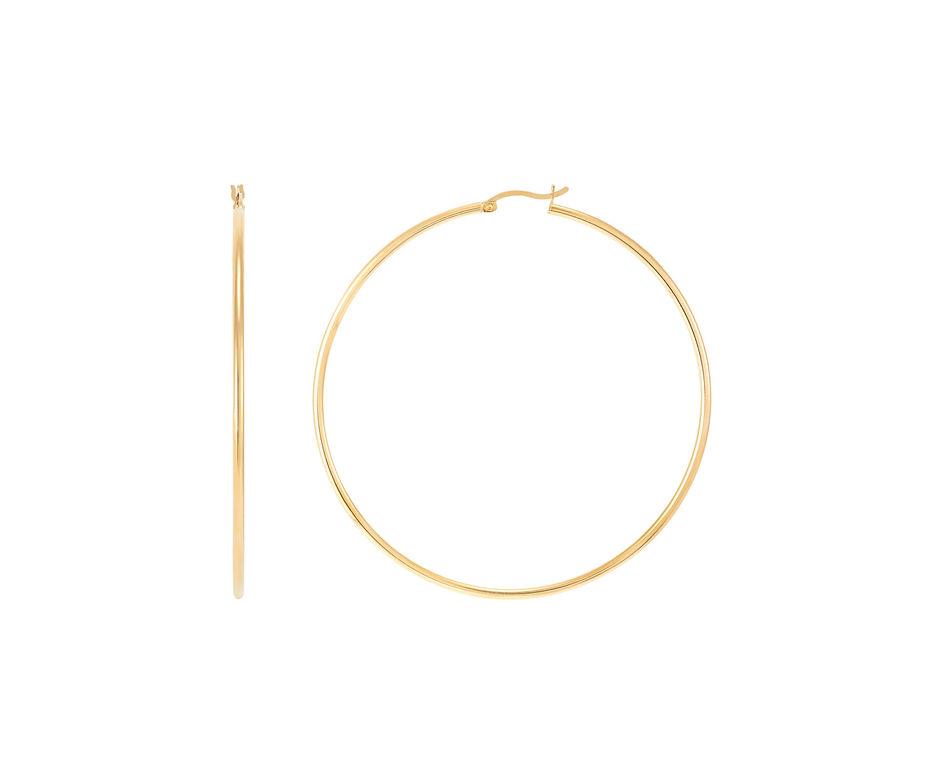 Round Tube Hoop Earrings in Gold Over Sterling Silver