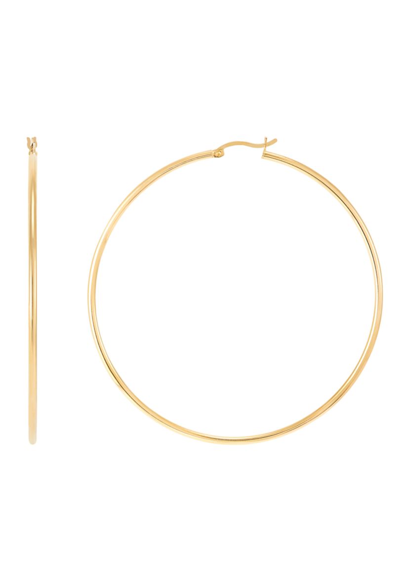 Round Tube Hoop Earrings in Gold Over Sterling Silver