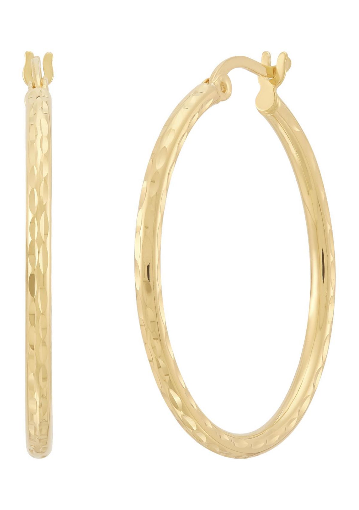 30mm Round Tube Hoop Earring in Gold Over Silver