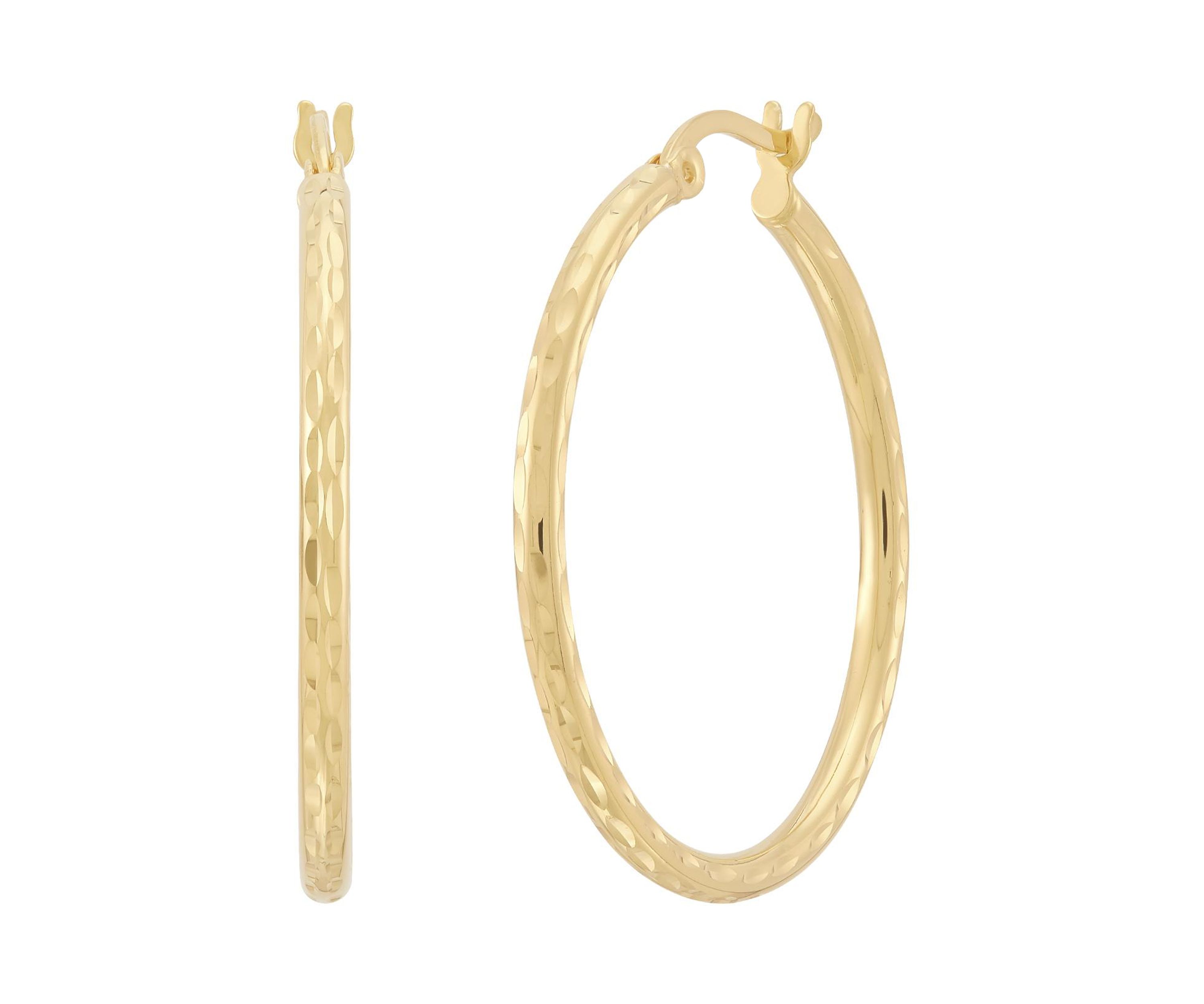 30mm Round Tube Hoop Earring in Gold Over Silver
