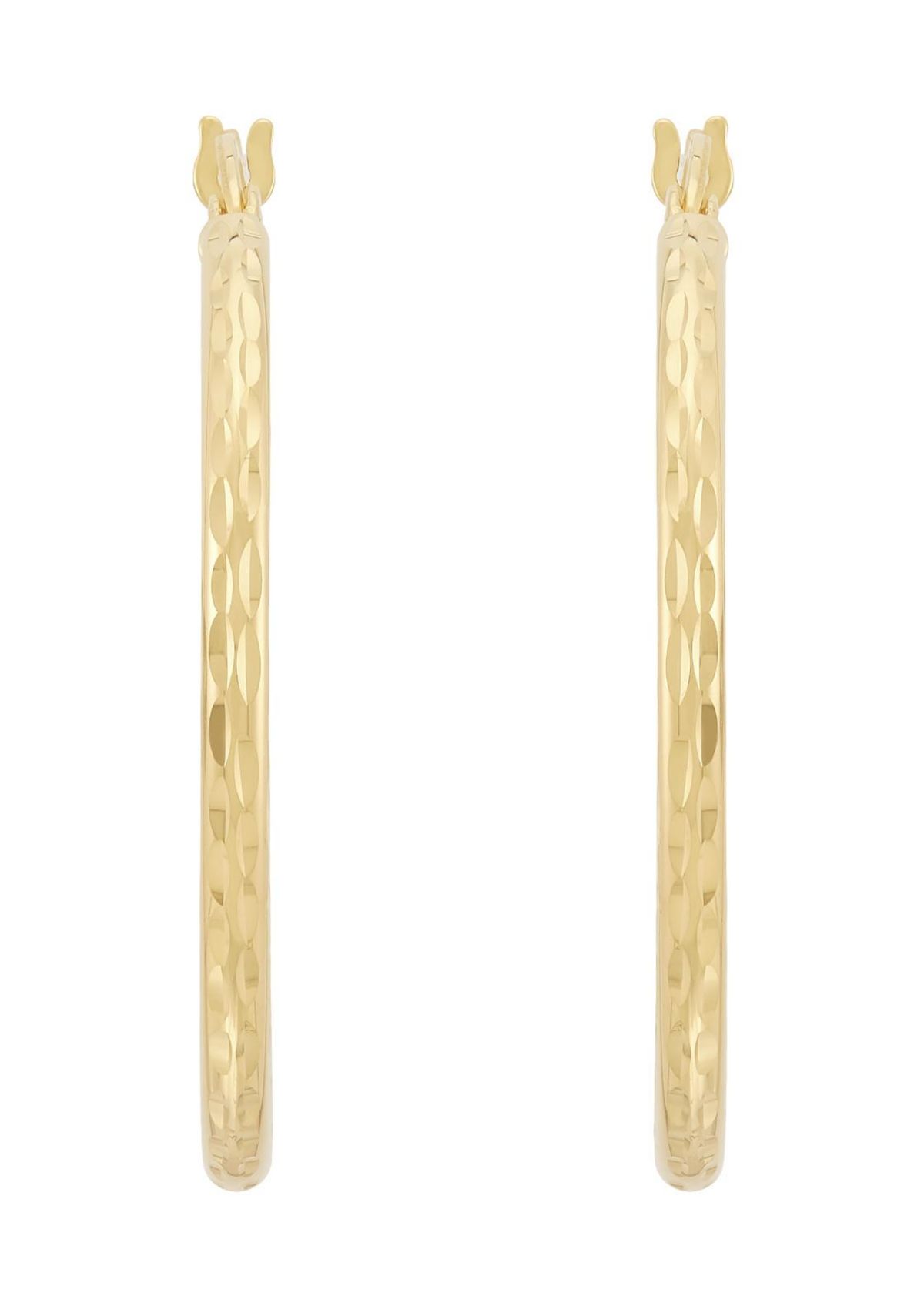 30mm Round Tube Hoop Earring in Gold Over Silver