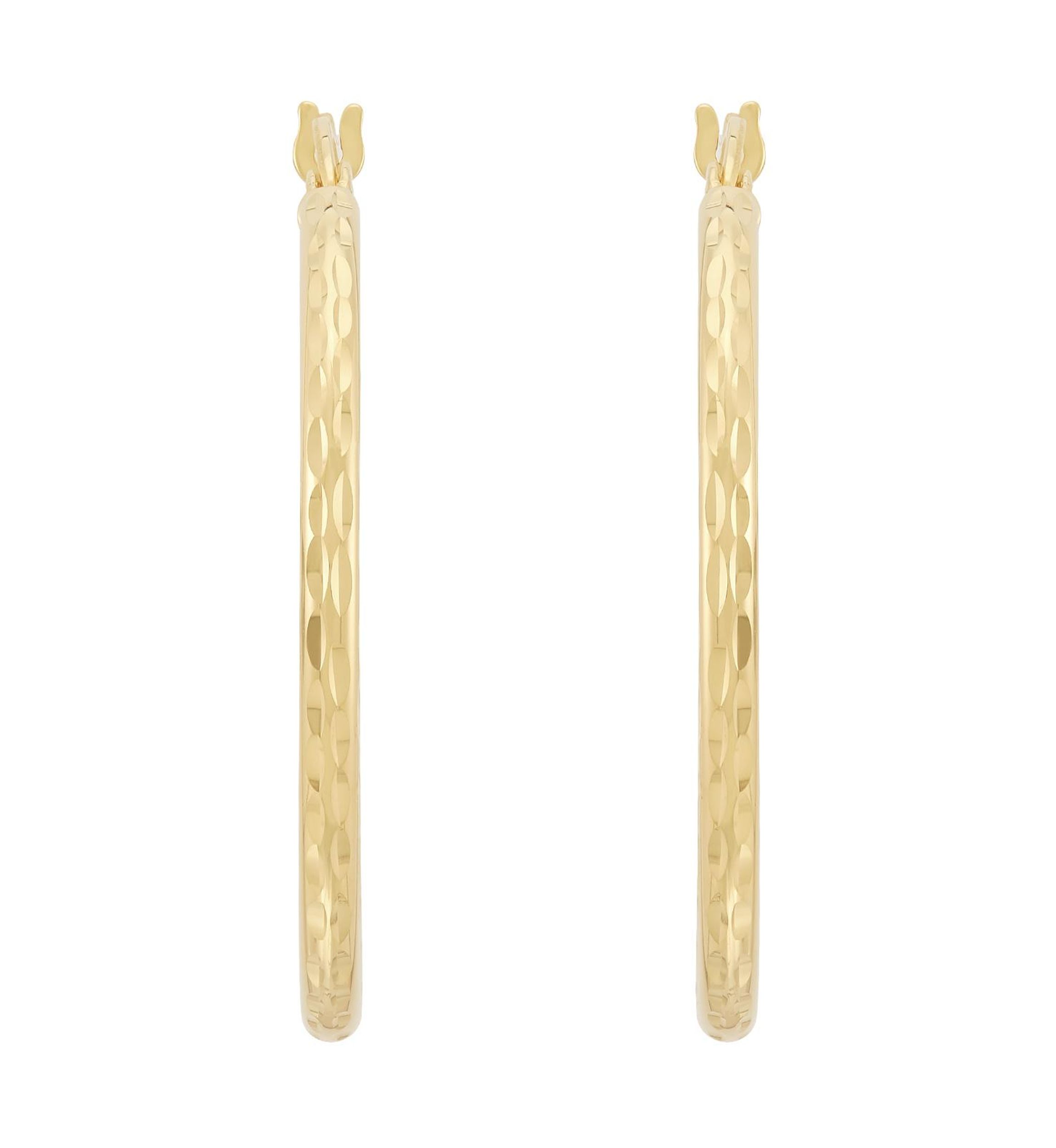 30mm Round Tube Hoop Earring in Gold Over Silver