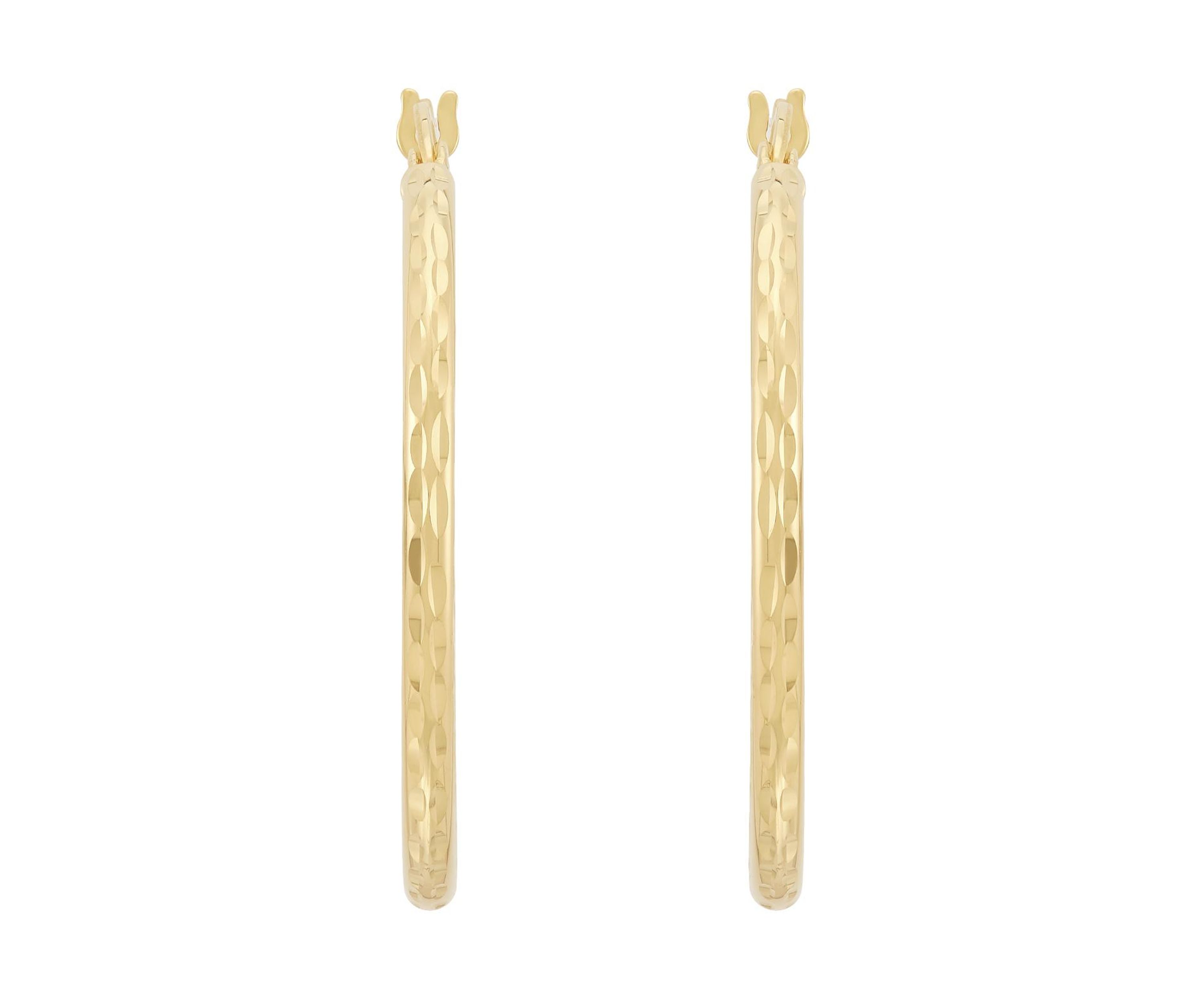 30mm Round Tube Hoop Earring in Gold Over Silver