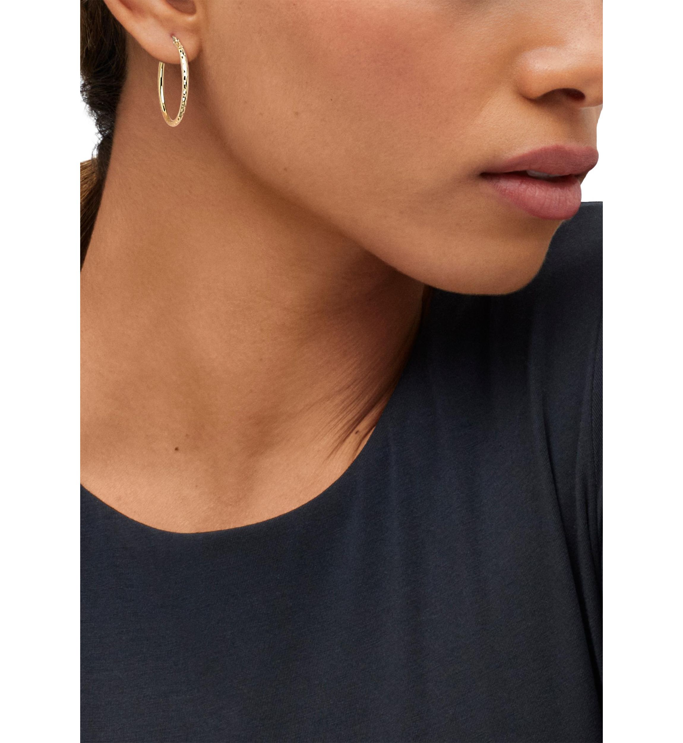 30mm Round Tube Hoop Earring in Gold Over Silver