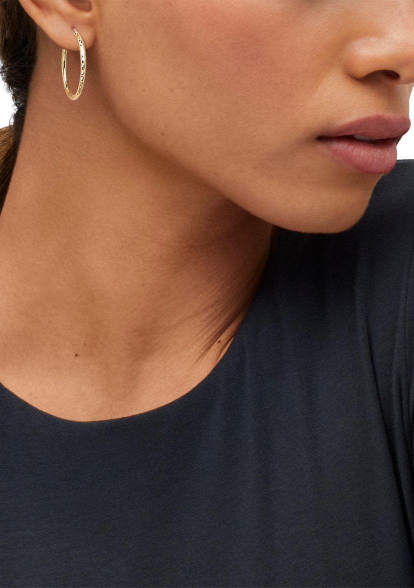 30mm Round Tube Hoop Earring in Gold Over Silver