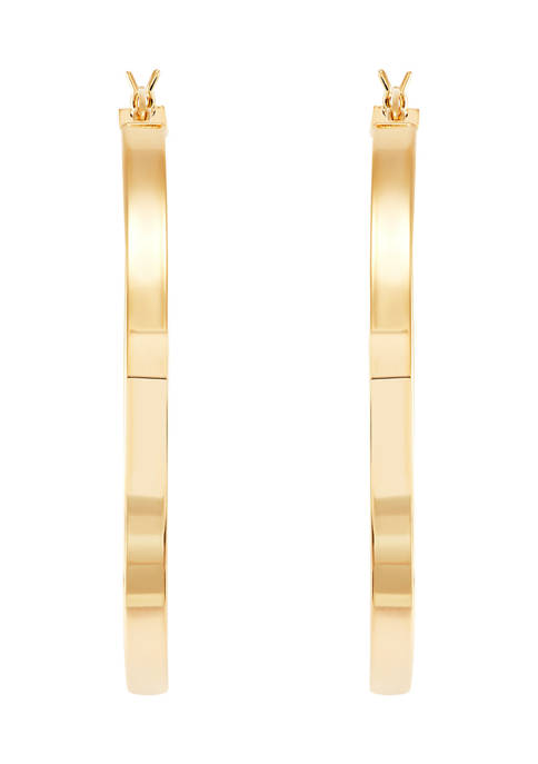 Square Tube Round Hoop Earrings in Gold Over Sterling Silver