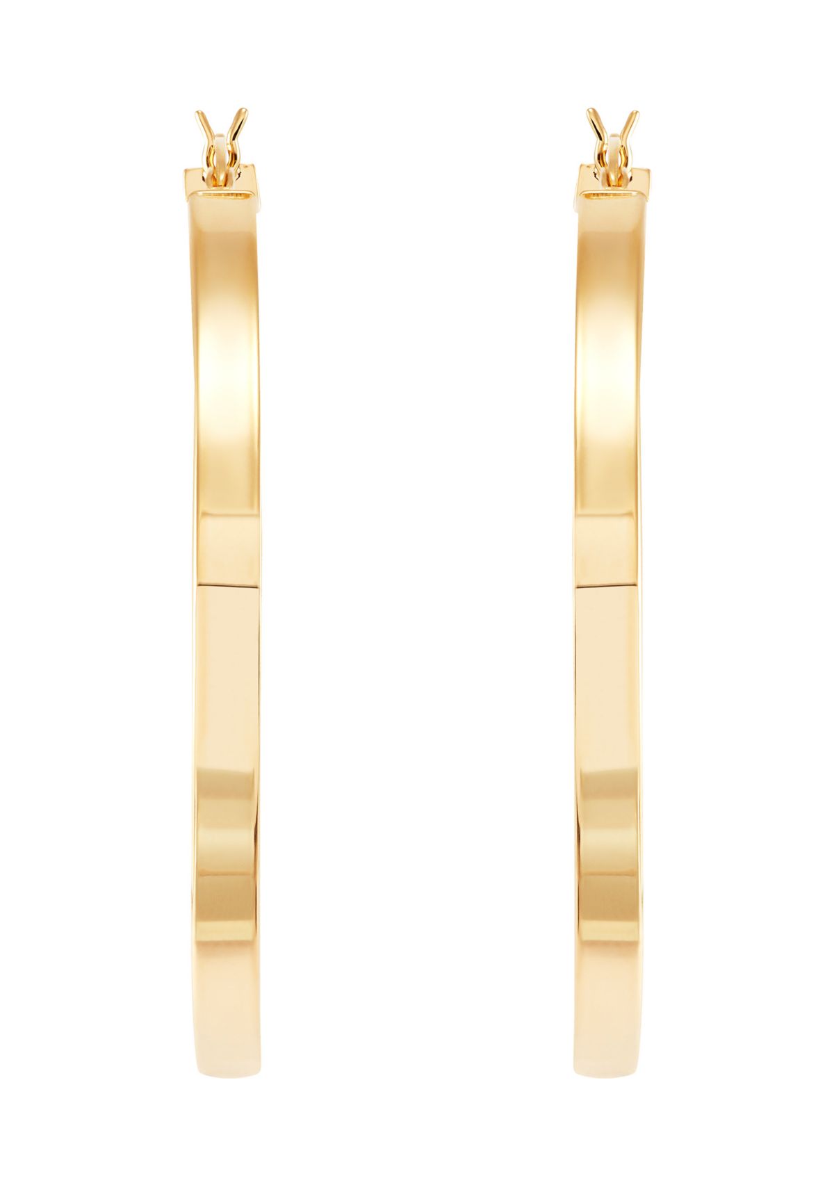 Square Tube Round Hoop Earrings in Gold Over Sterling Silver
