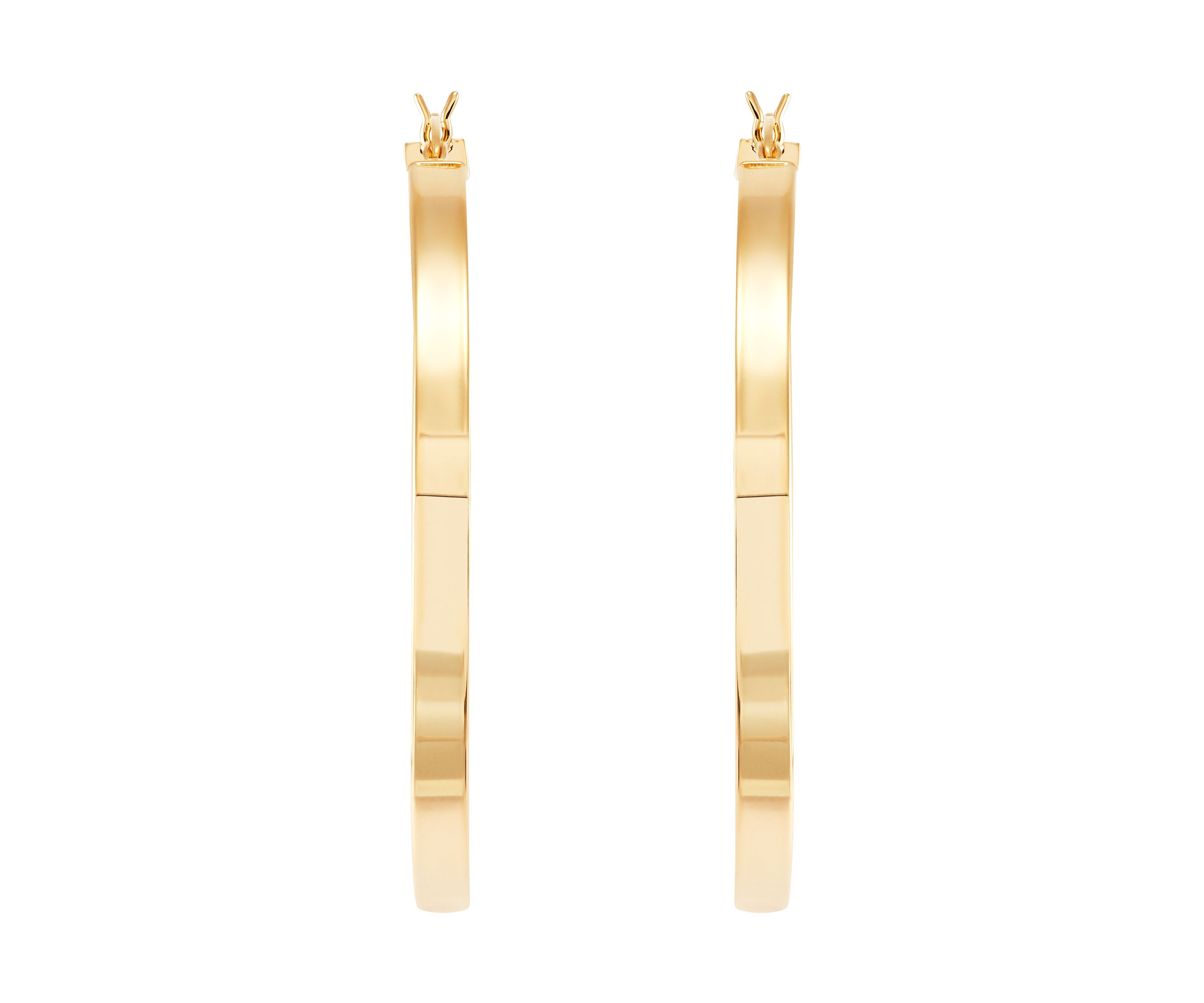 Square Tube Round Hoop Earrings in Gold Over Sterling Silver