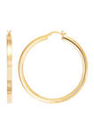 Square Tube Round Hoop Earrings in Gold Over Sterling Silver