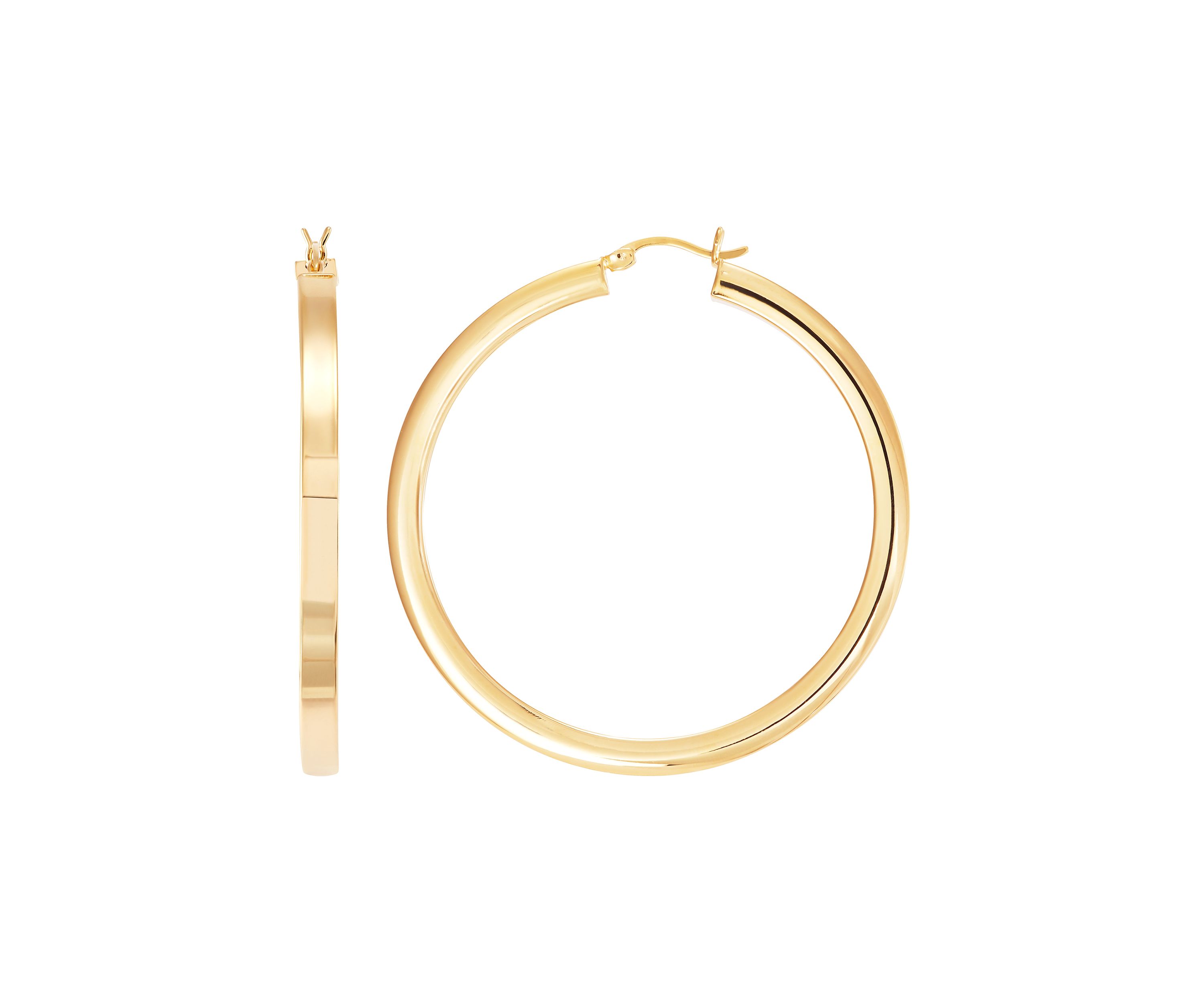 Square Tube Round Hoop Earrings in Gold Over Sterling Silver
