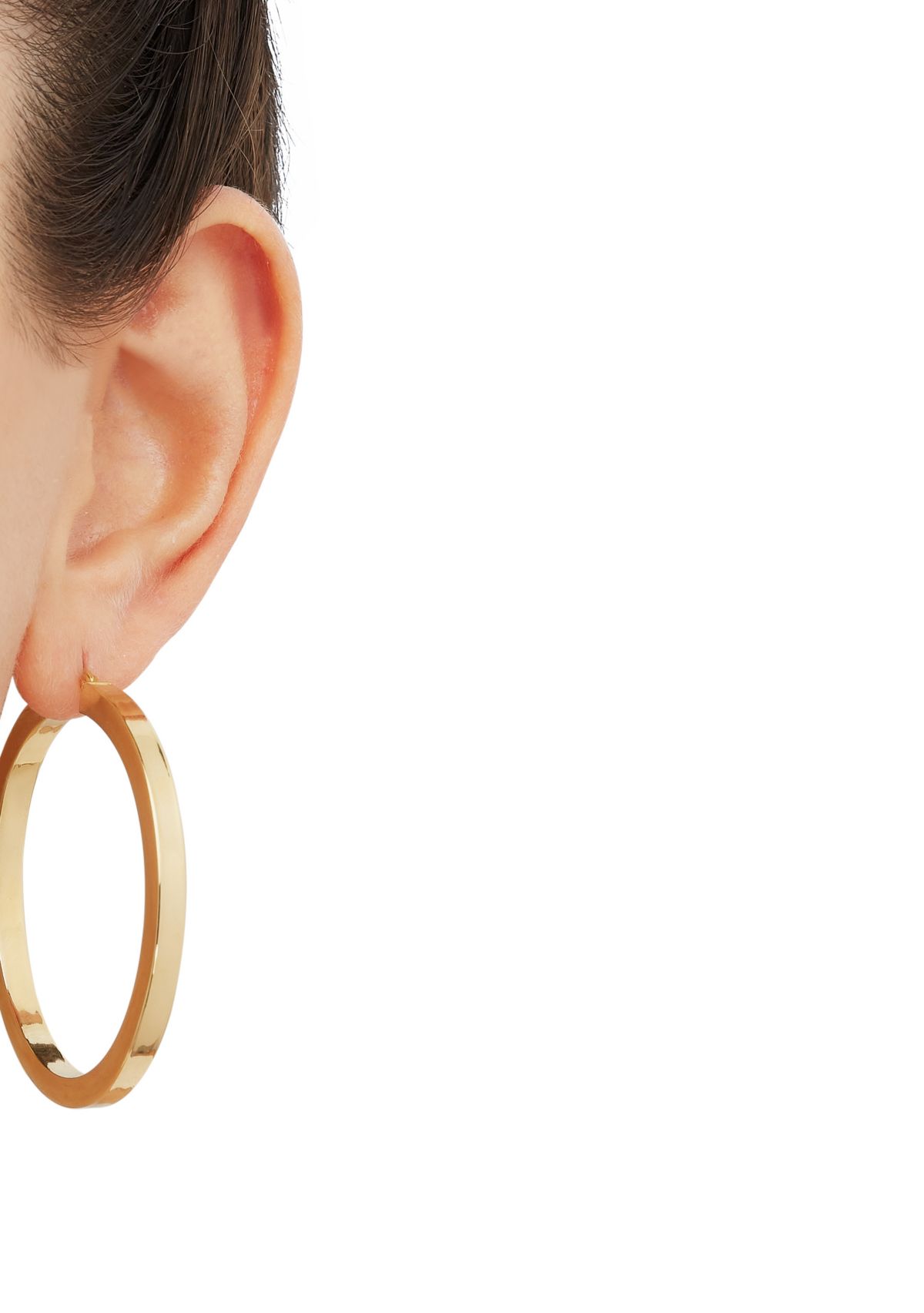 Square Tube Round Hoop Earrings in Gold Over Sterling Silver