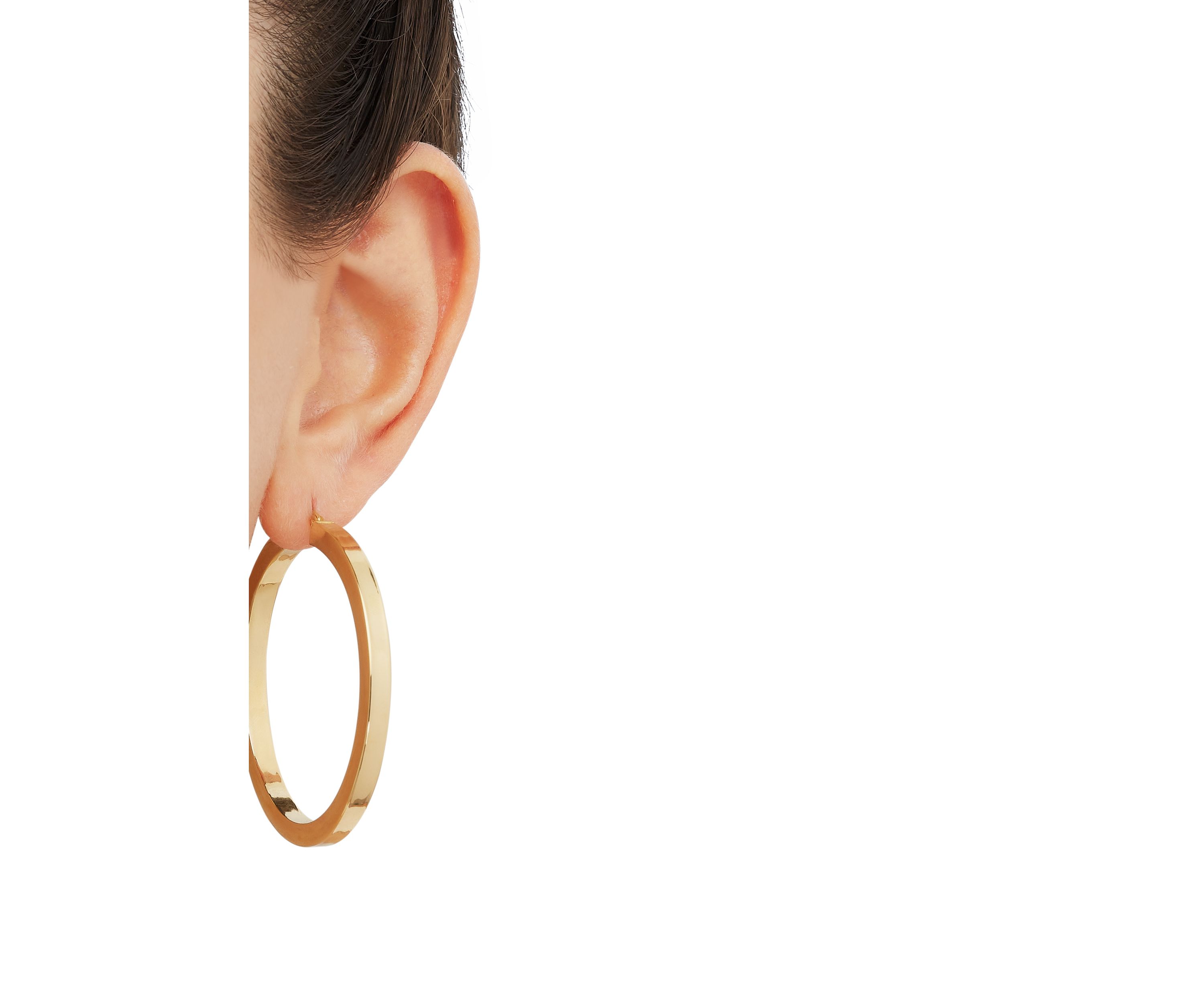 Square Tube Round Hoop Earrings in Gold Over Sterling Silver