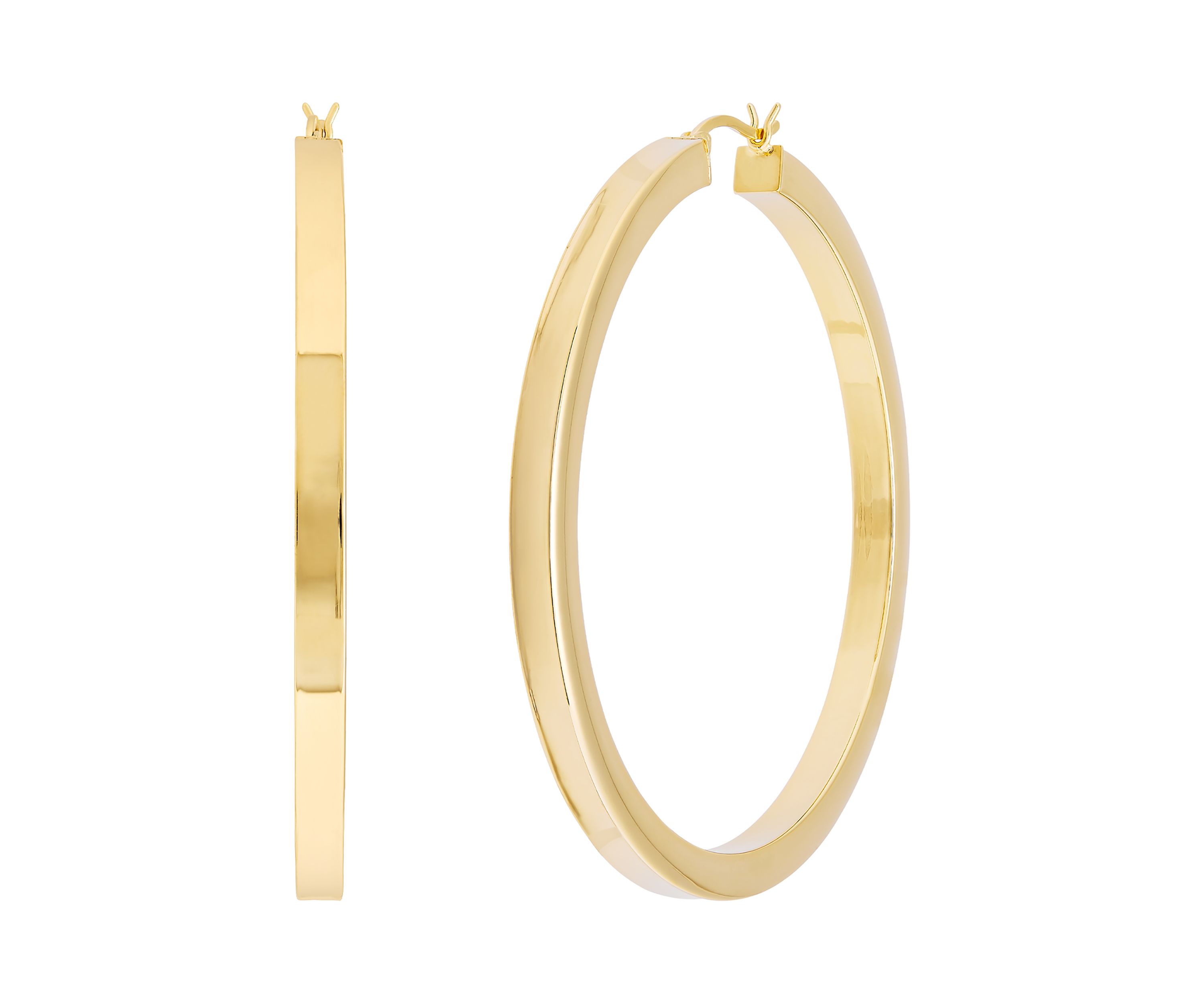 4x60mm Square Tube Round Hoop Earrings in Sterling Silver