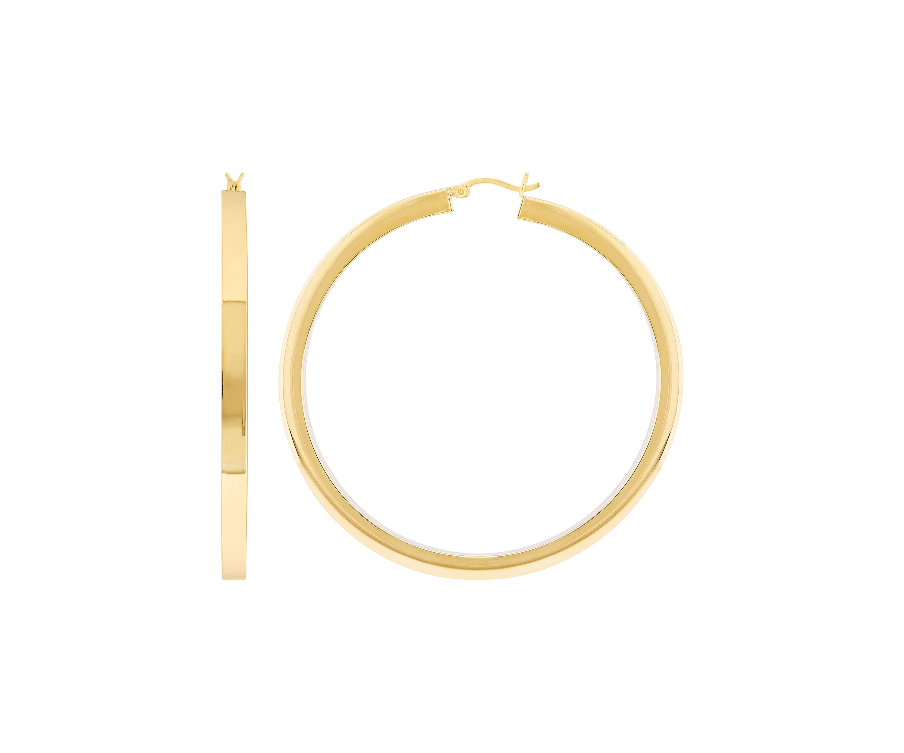 4x60mm Square Tube Round Hoop Earrings in Sterling Silver