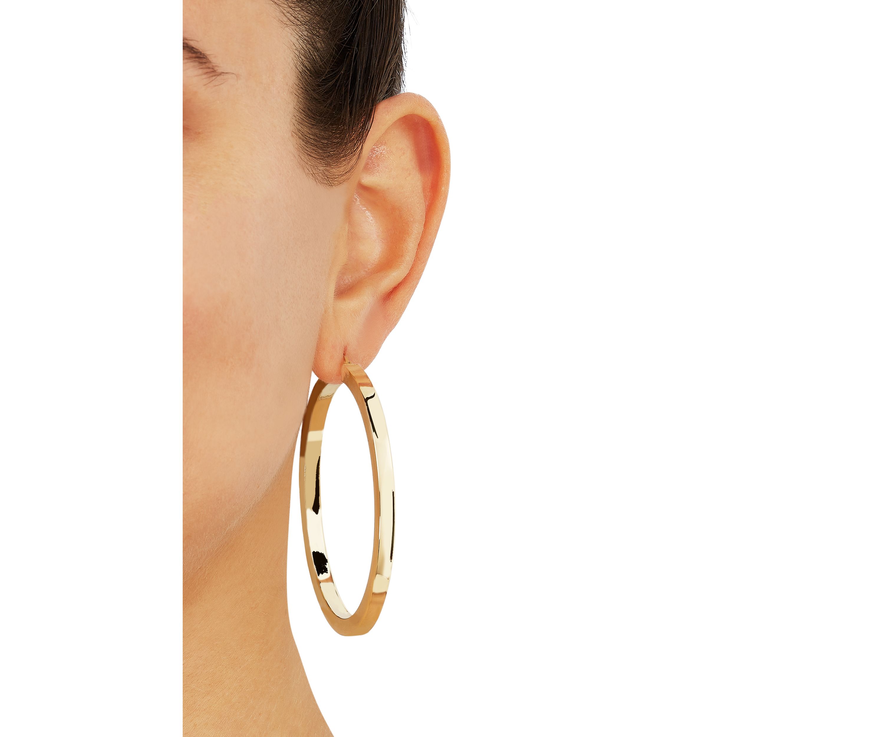 4x60mm Square Tube Round Hoop Earrings in Sterling Silver