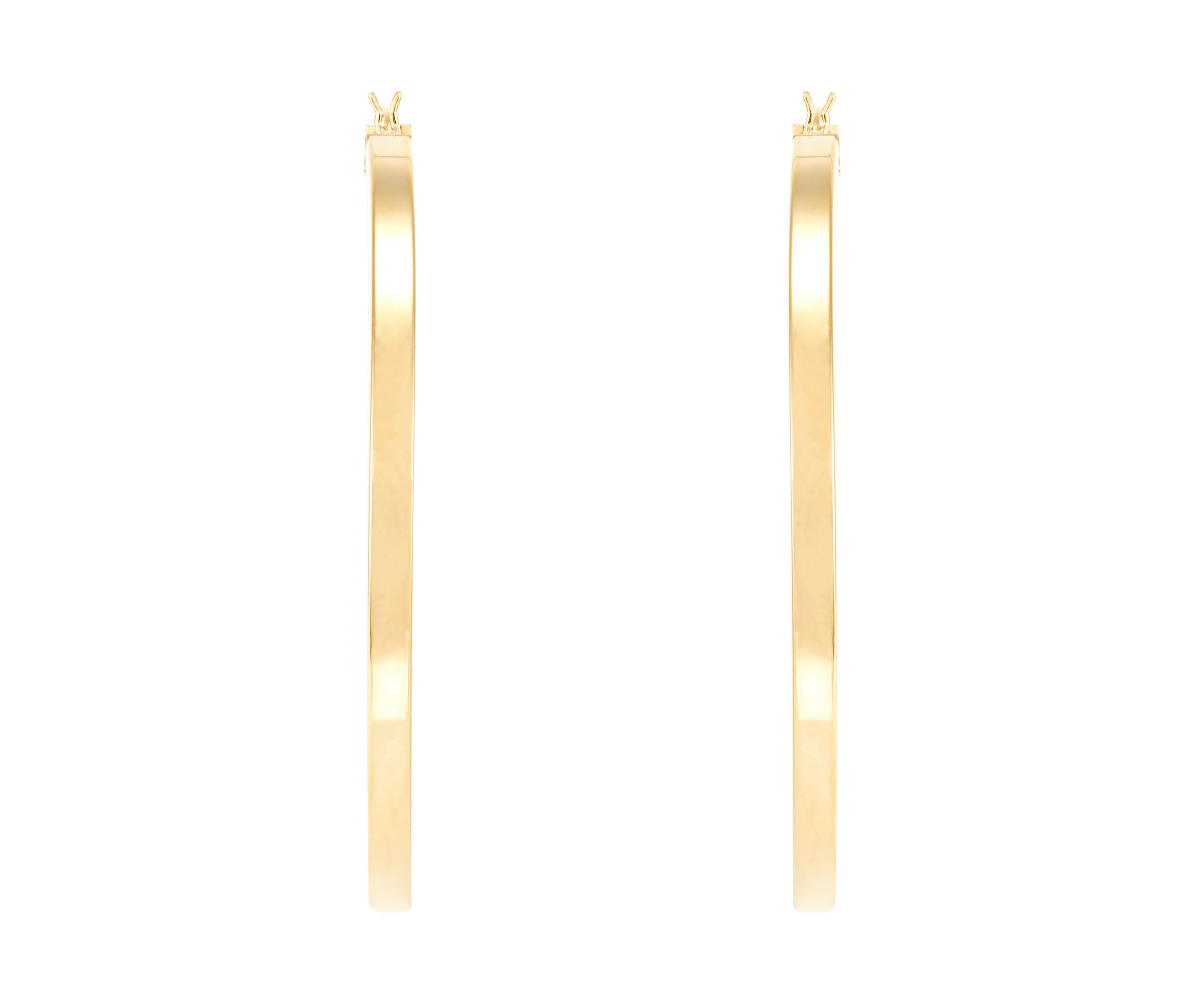 Square Tube Round Hoop Earrings in Gold Over Sterling Silver