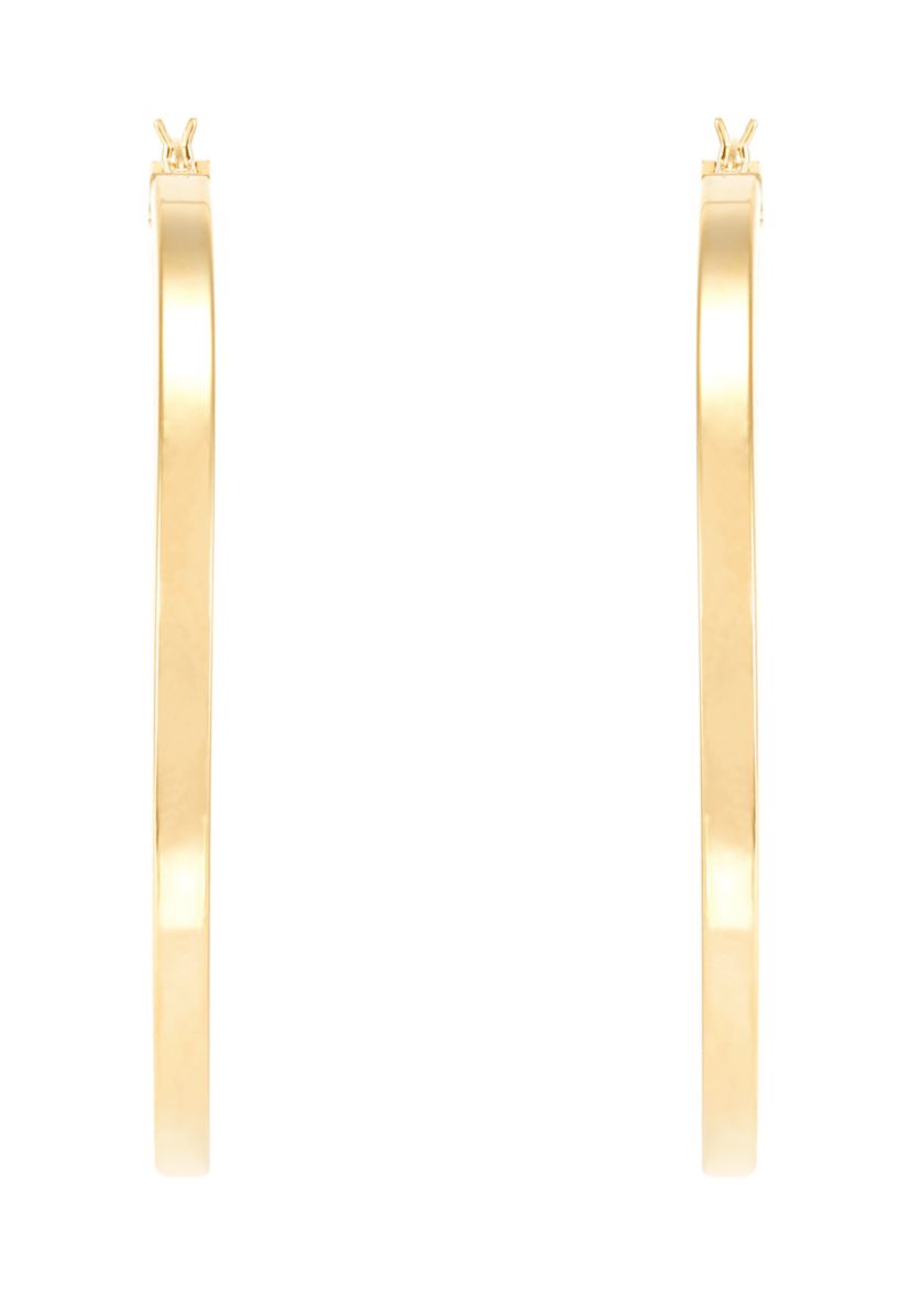 Square Tube Round Hoop Earrings in Gold Over Sterling Silver