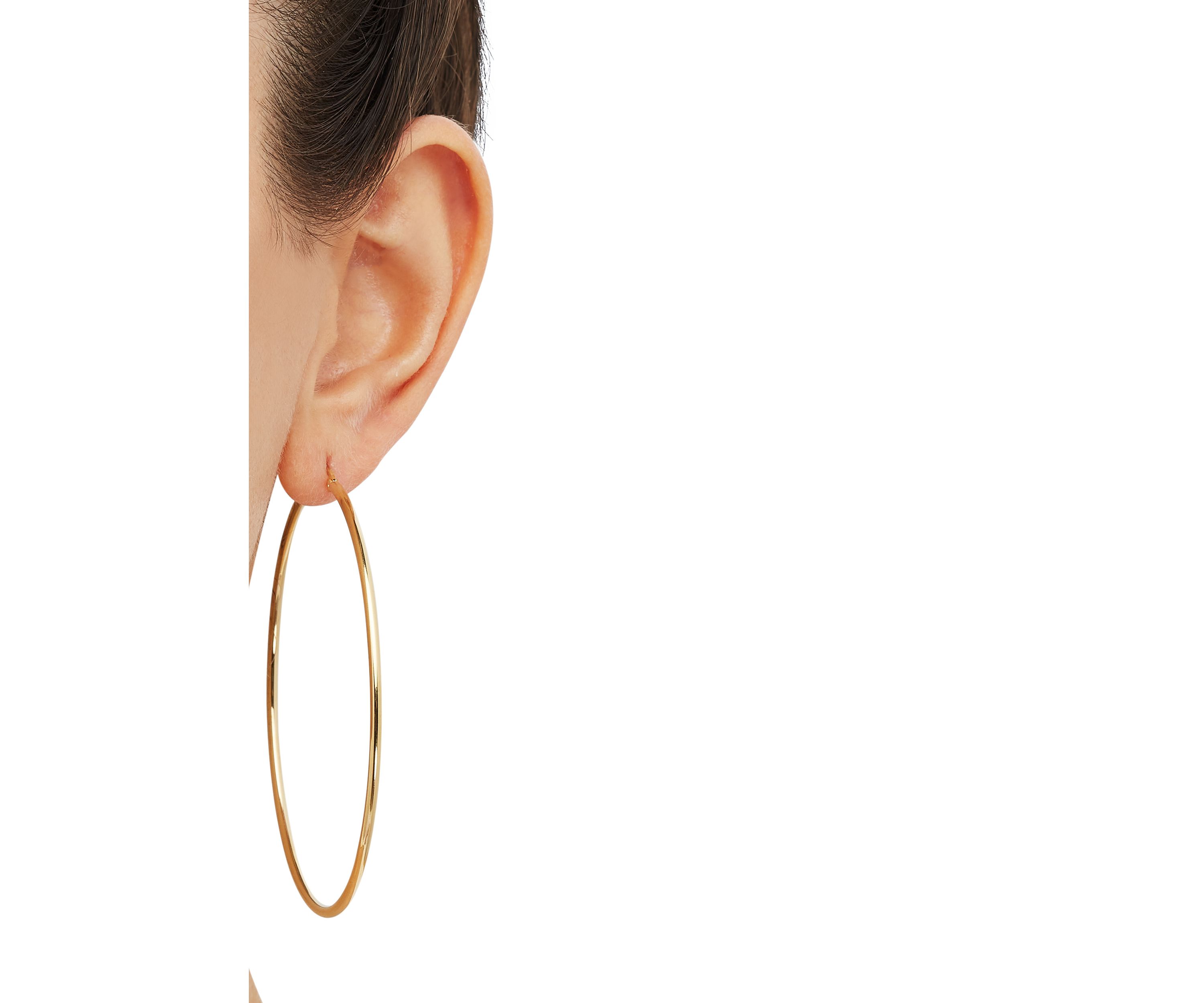 Square Tube Round Hoop Earrings in Gold Over Sterling Silver