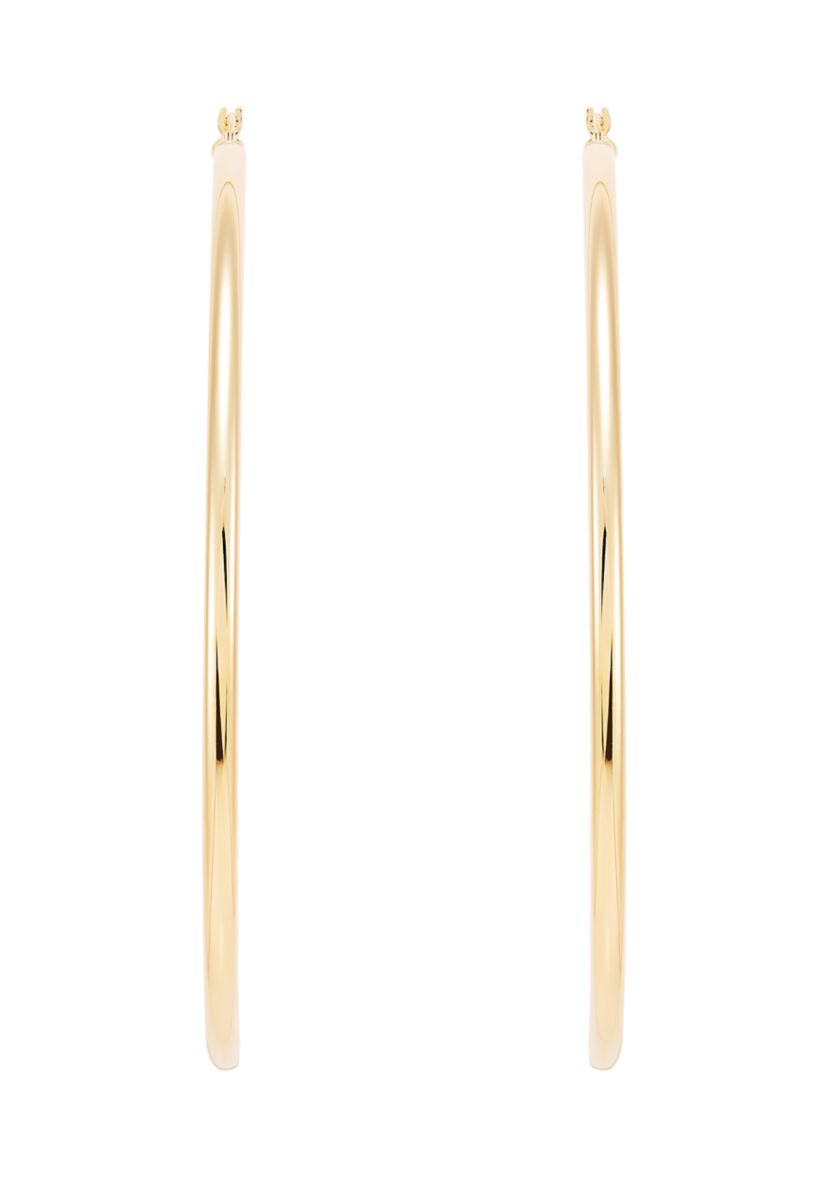 3x83MM Round Tube Hoop Earrings in Sterling Silver