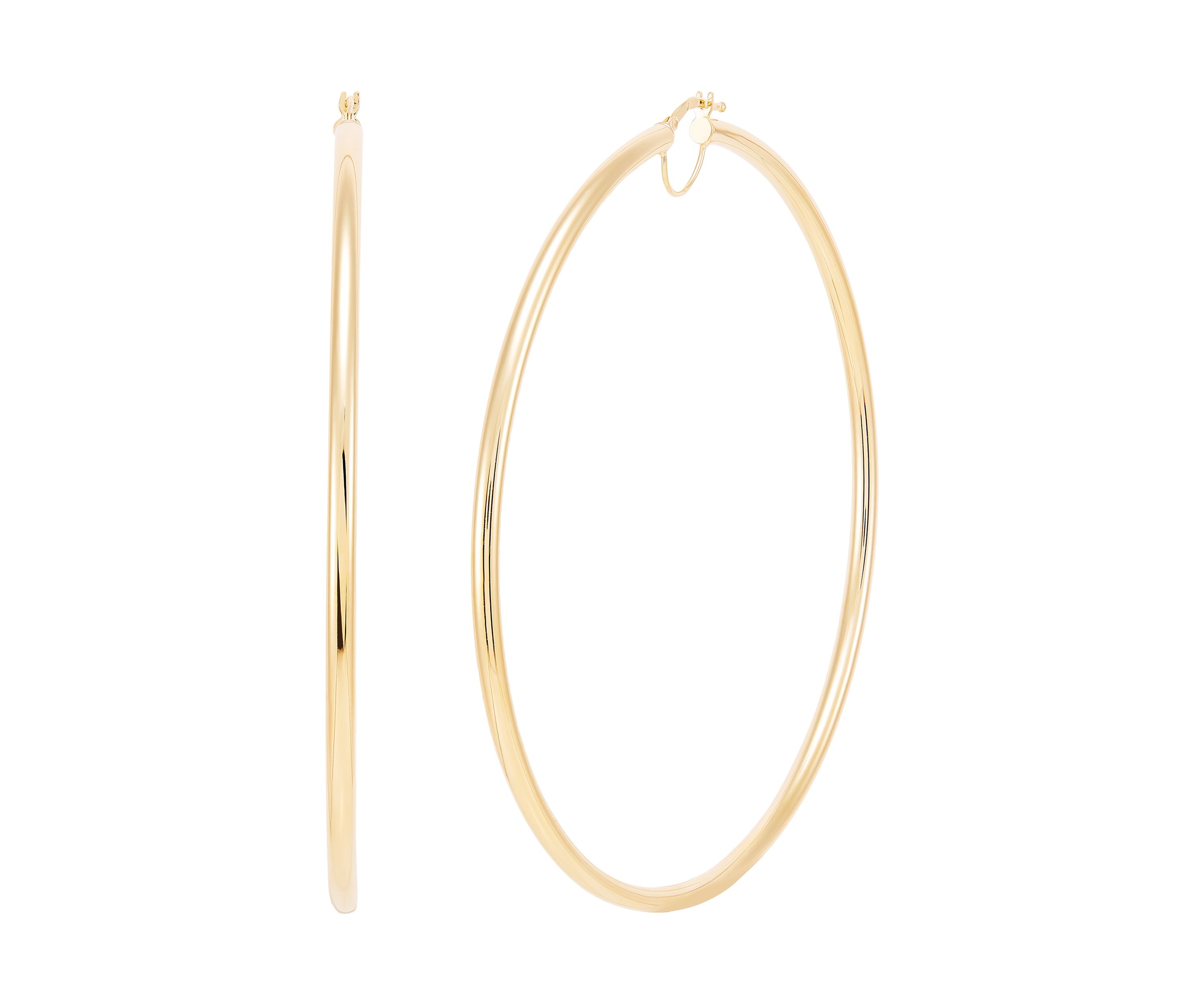 3x83MM Round Tube Hoop Earrings in Sterling Silver