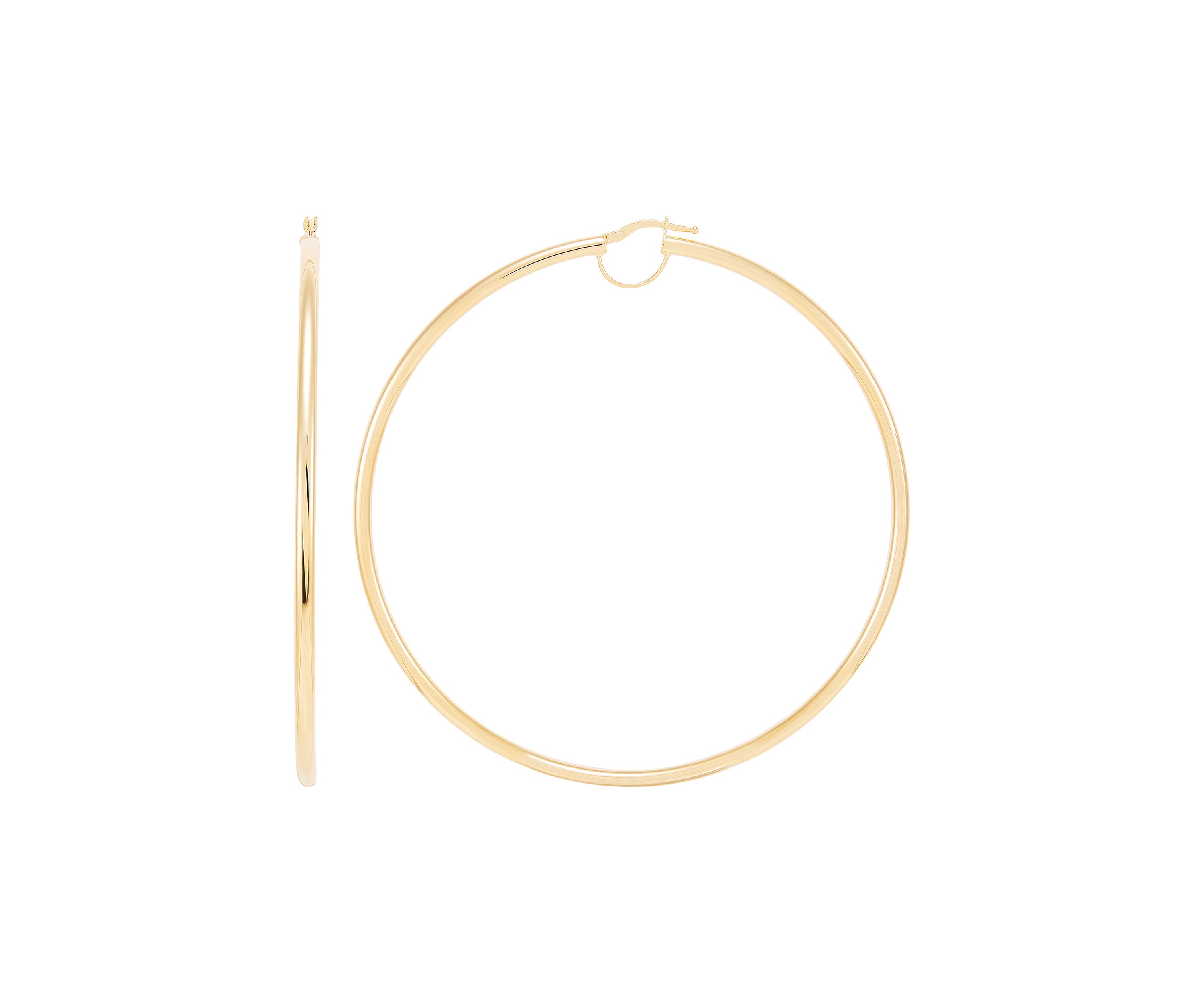 3x83MM Round Tube Hoop Earrings in Sterling Silver