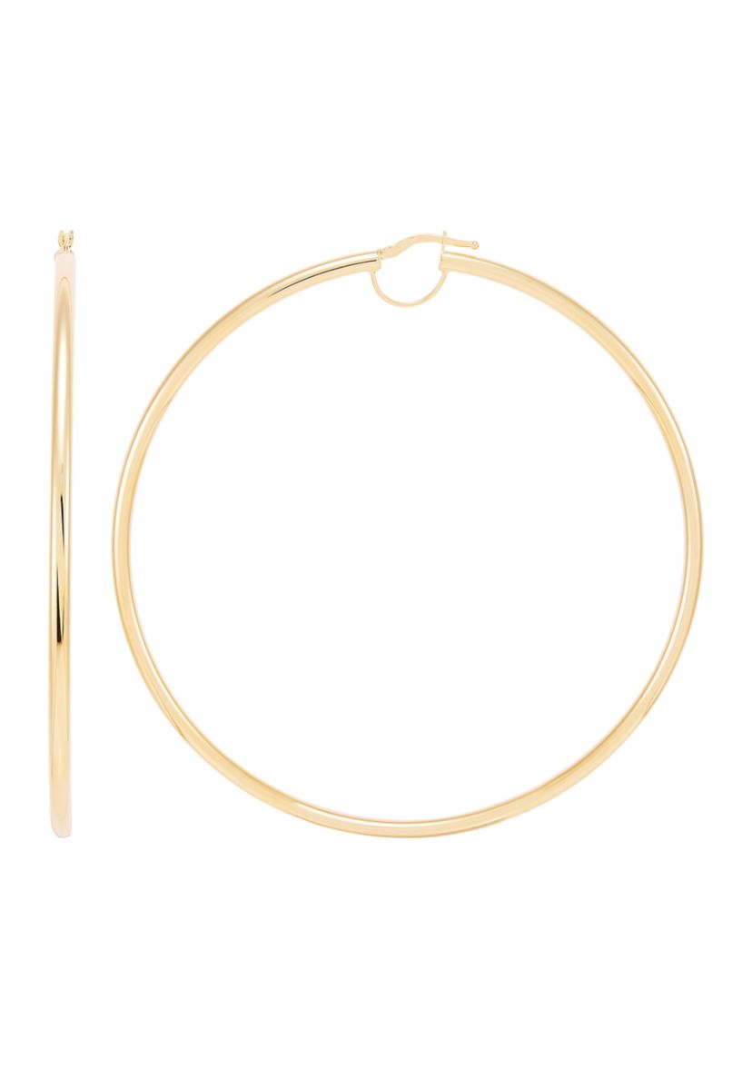 3x83MM Round Tube Hoop Earrings in Sterling Silver