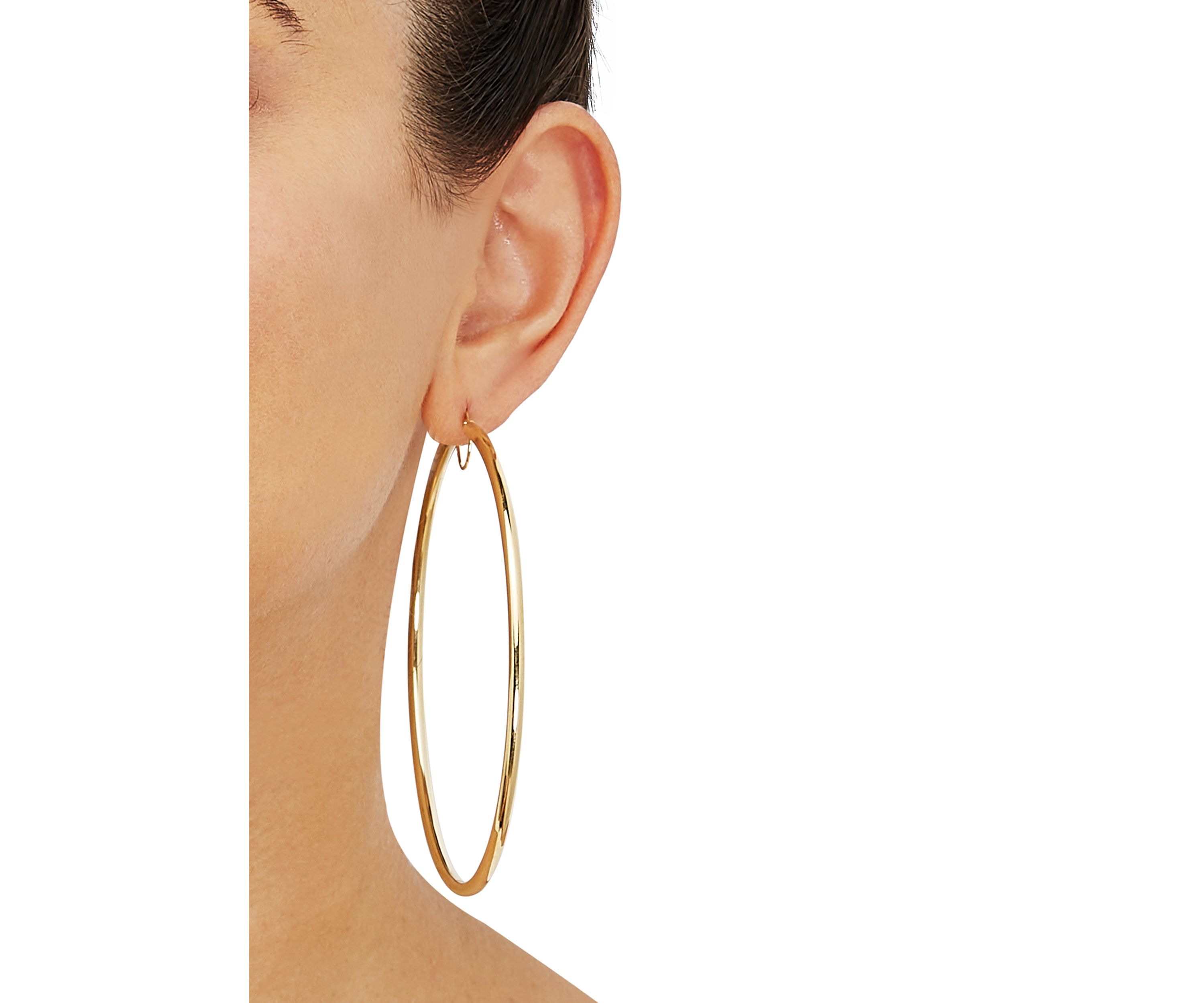 3x83MM Round Tube Hoop Earrings in Sterling Silver