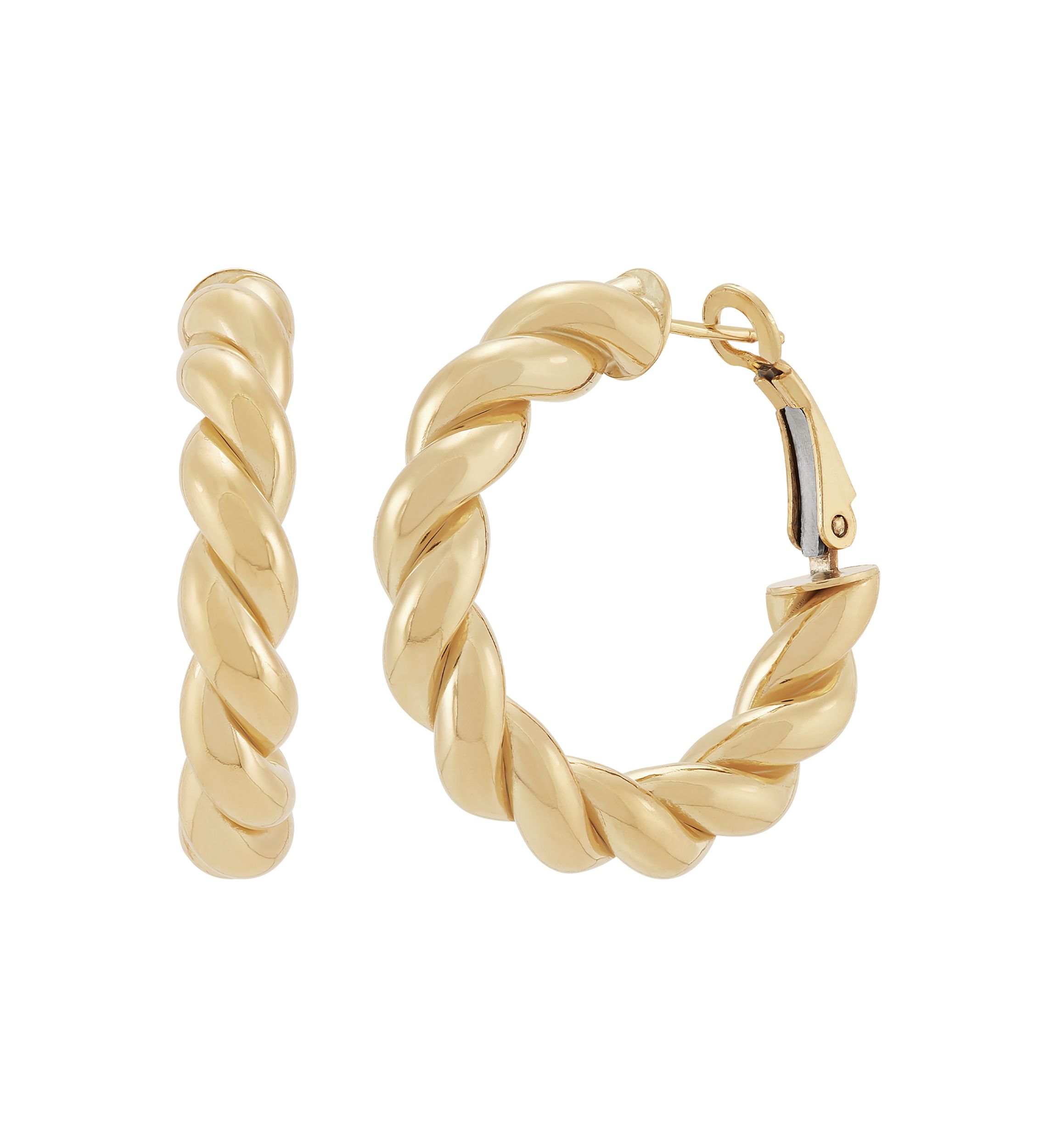 20 Millimeter ID Twist Tube Hoop Earring in Sterling Silver