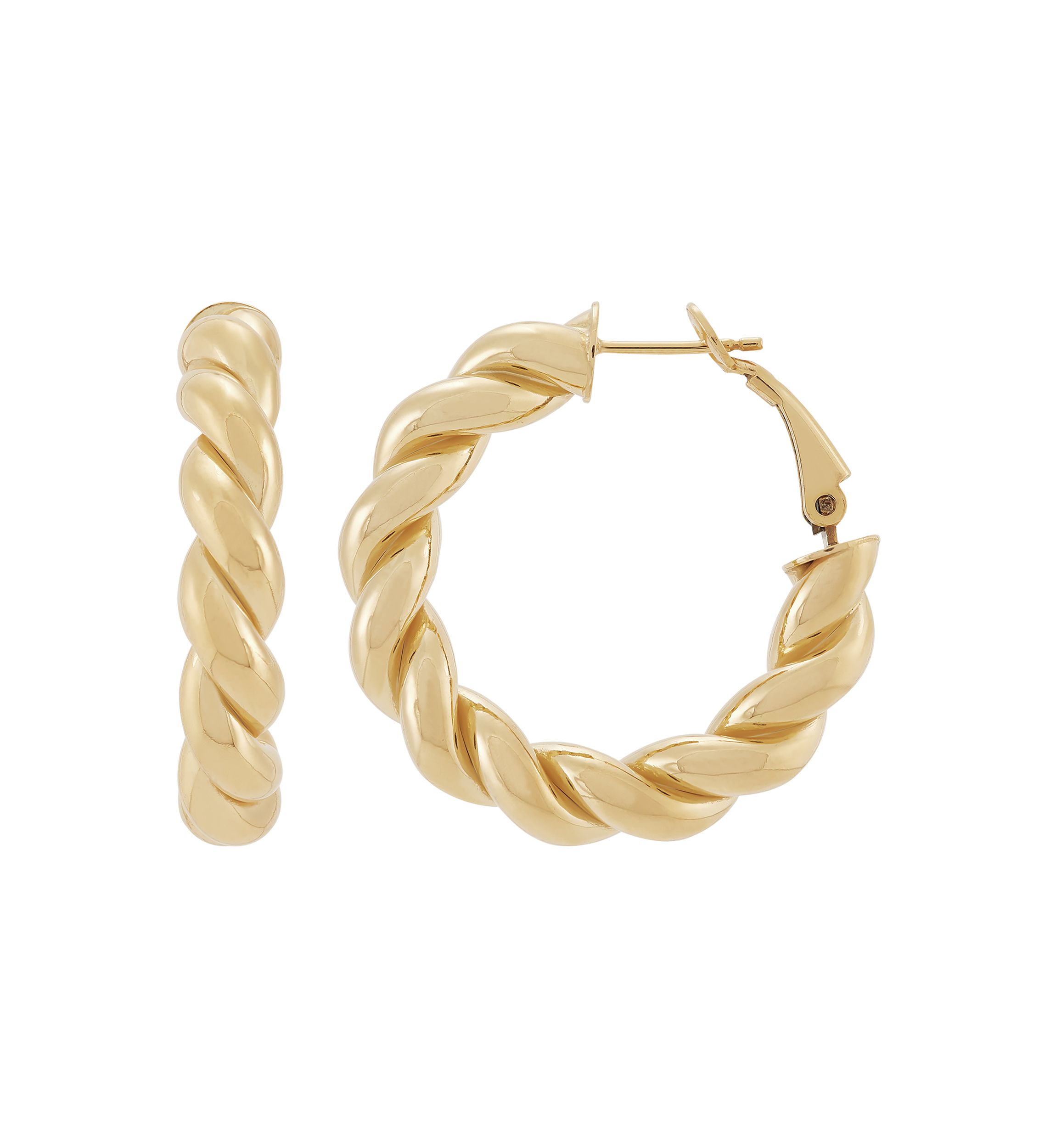 20 Millimeter ID Twist Tube Hoop Earring in Sterling Silver