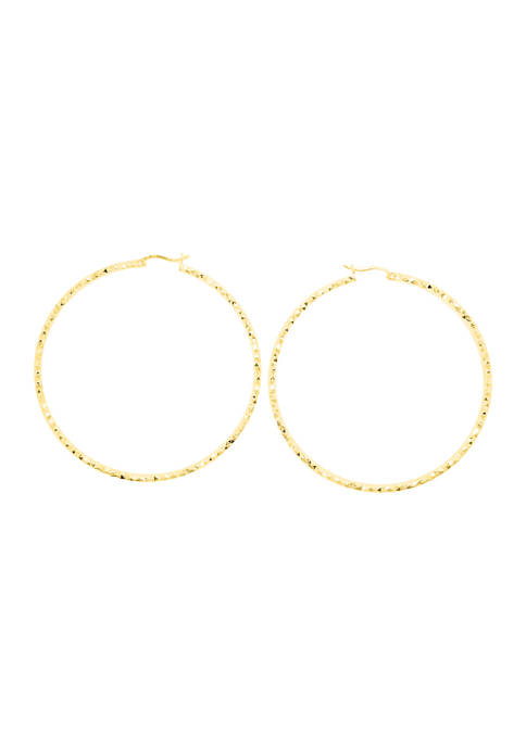 2 mm x 60 mm Round Tube Hoop Earrings in Gold Sterling Silver