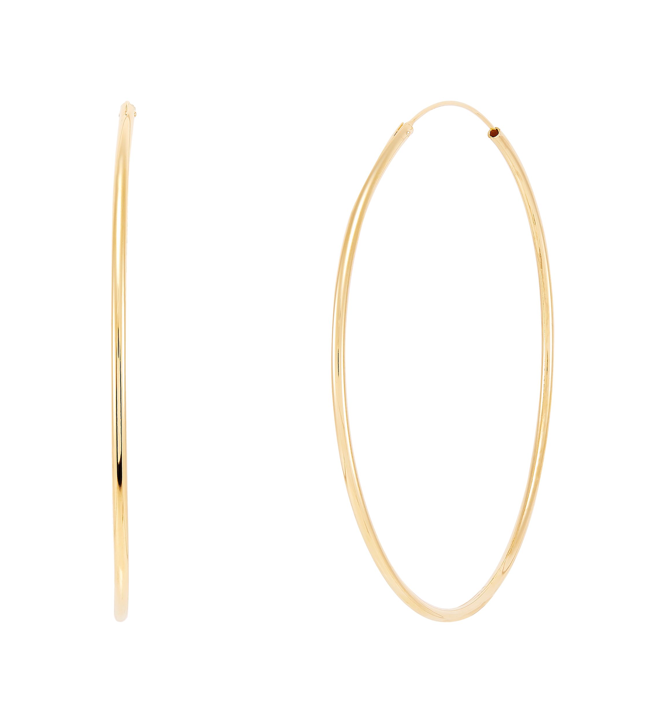 2x25MM Endless Round Tube Hoop Earrings in Sterling Silver
