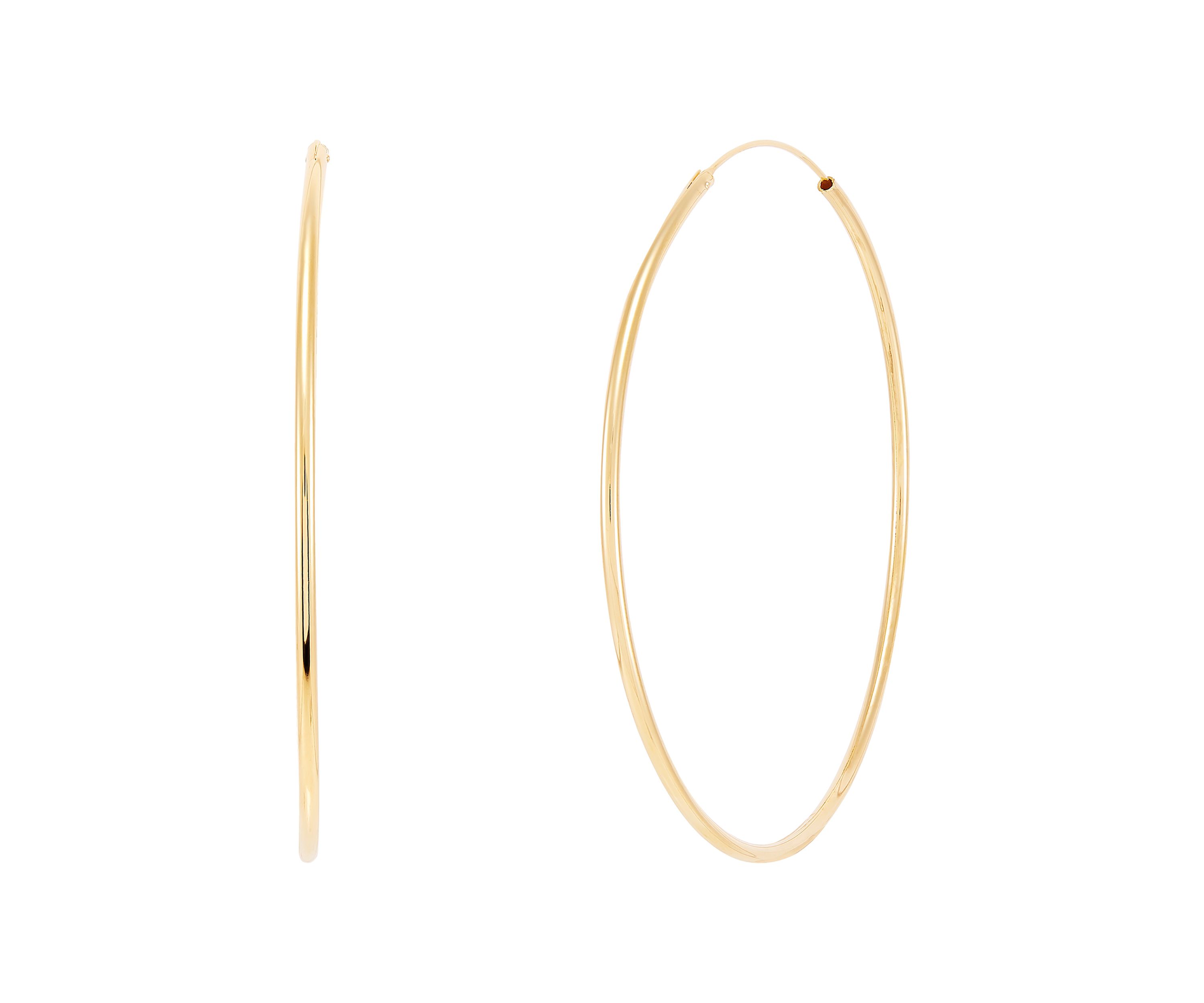 2x25MM Endless Round Tube Hoop Earrings in Sterling Silver