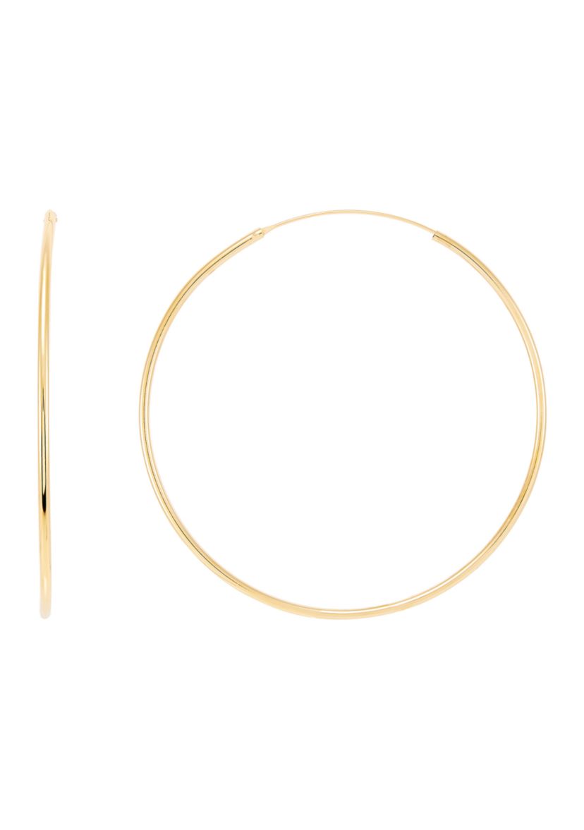 2x25MM Endless Round Tube Hoop Earrings in Sterling Silver