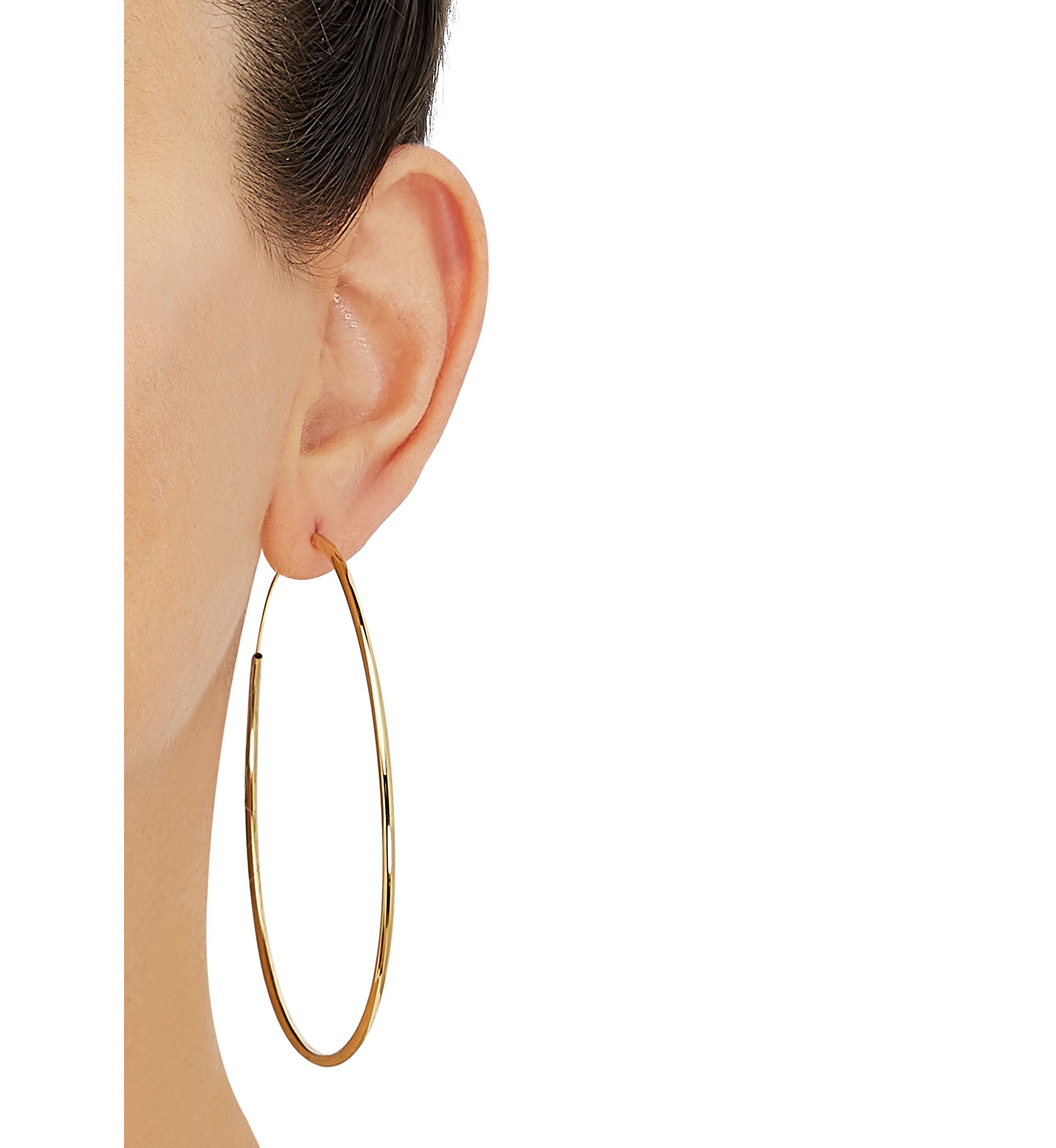 2x25MM Endless Round Tube Hoop Earrings in Sterling Silver