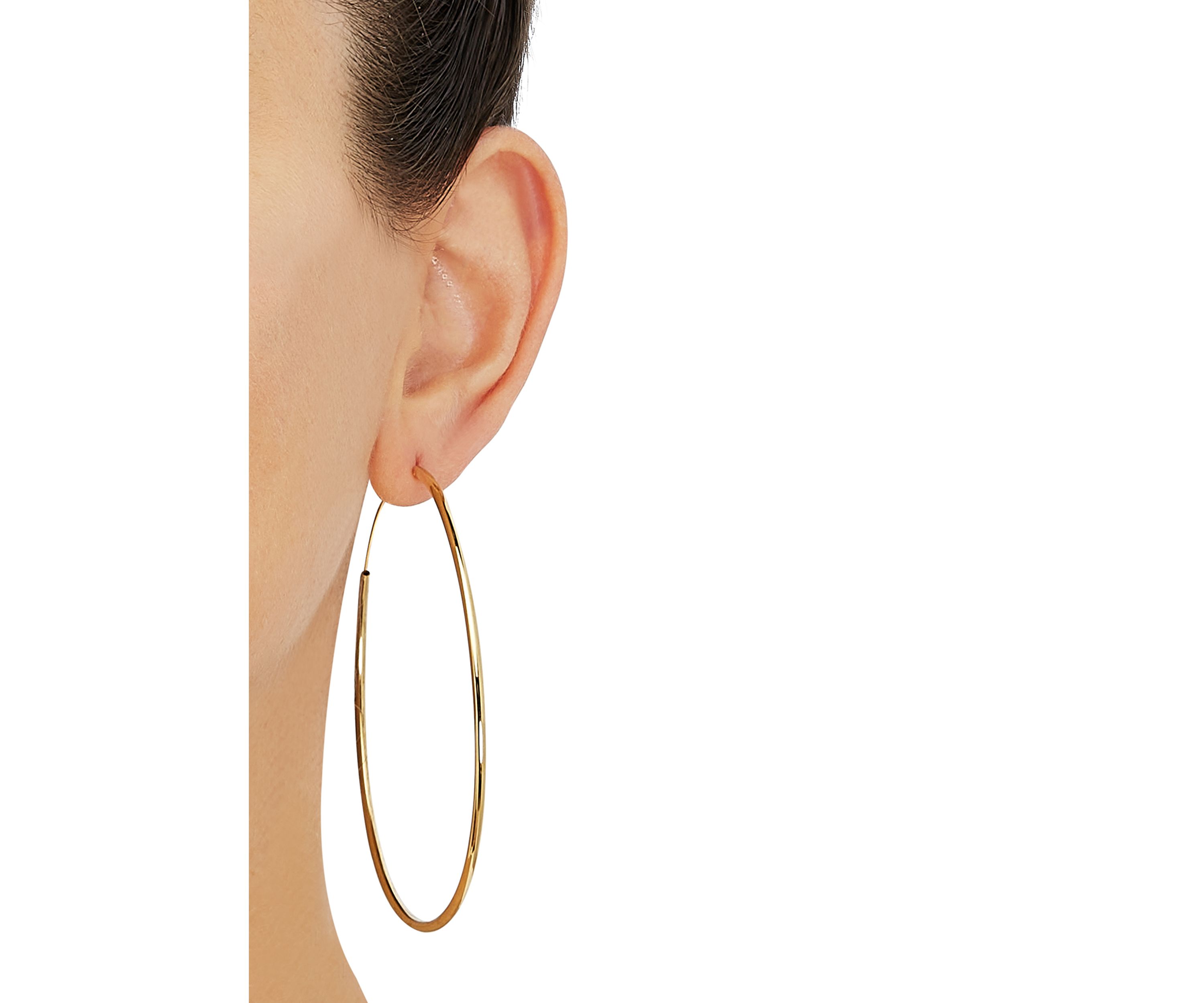 2x25MM Endless Round Tube Hoop Earrings in Sterling Silver