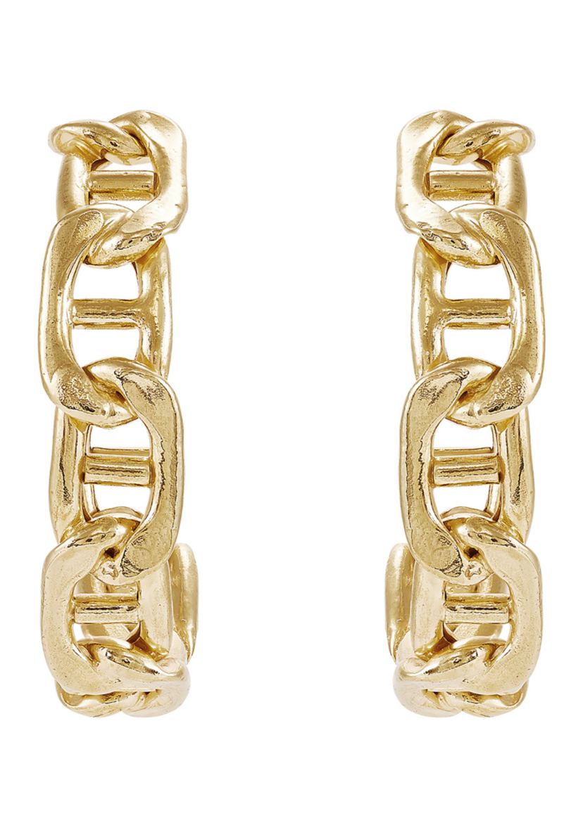 Marina Design J Hoop Earrings in Gold Over Silver