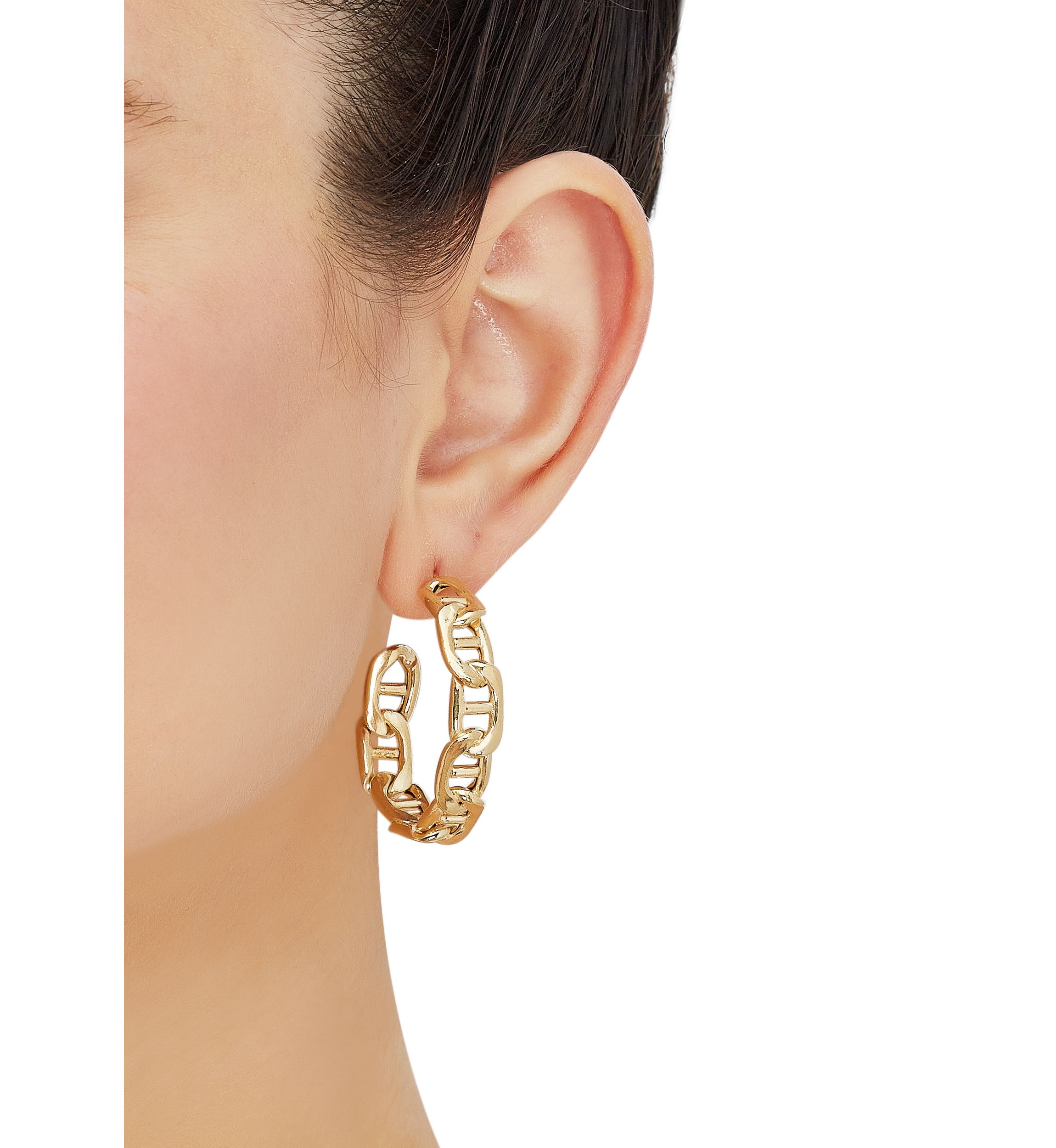 Marina Design J Hoop Earrings in Gold Over Silver