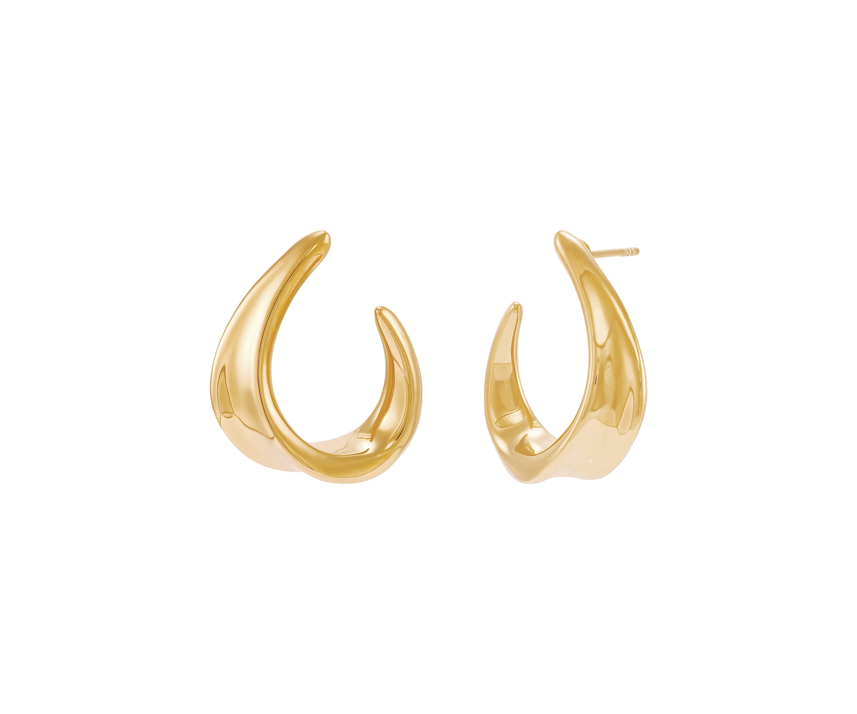 J Hoop Earrings in Gold Over Sterling Silver