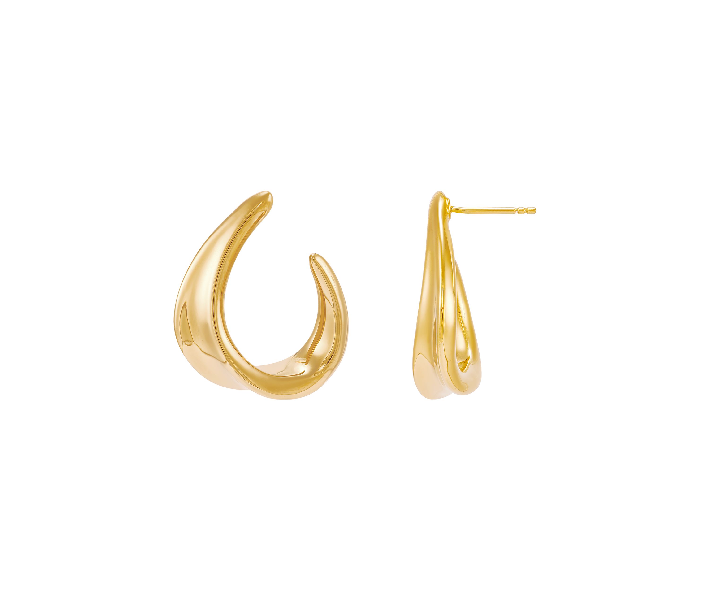 J Hoop Earrings in Gold Over Sterling Silver