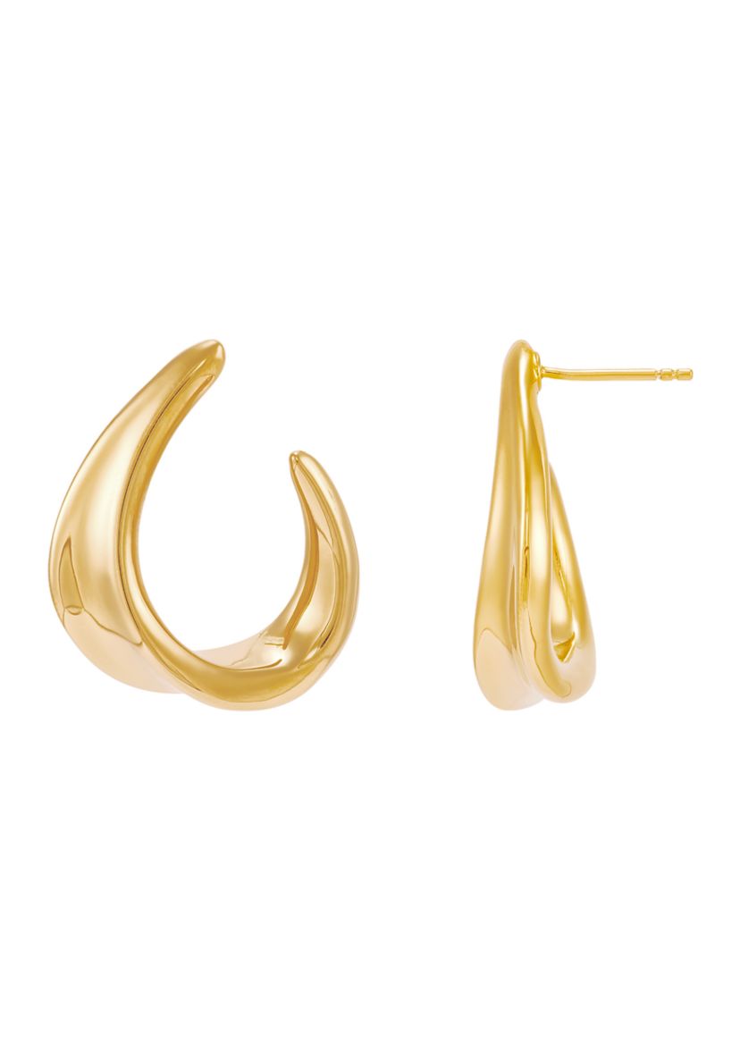J Hoop Earrings in Gold Over Sterling Silver