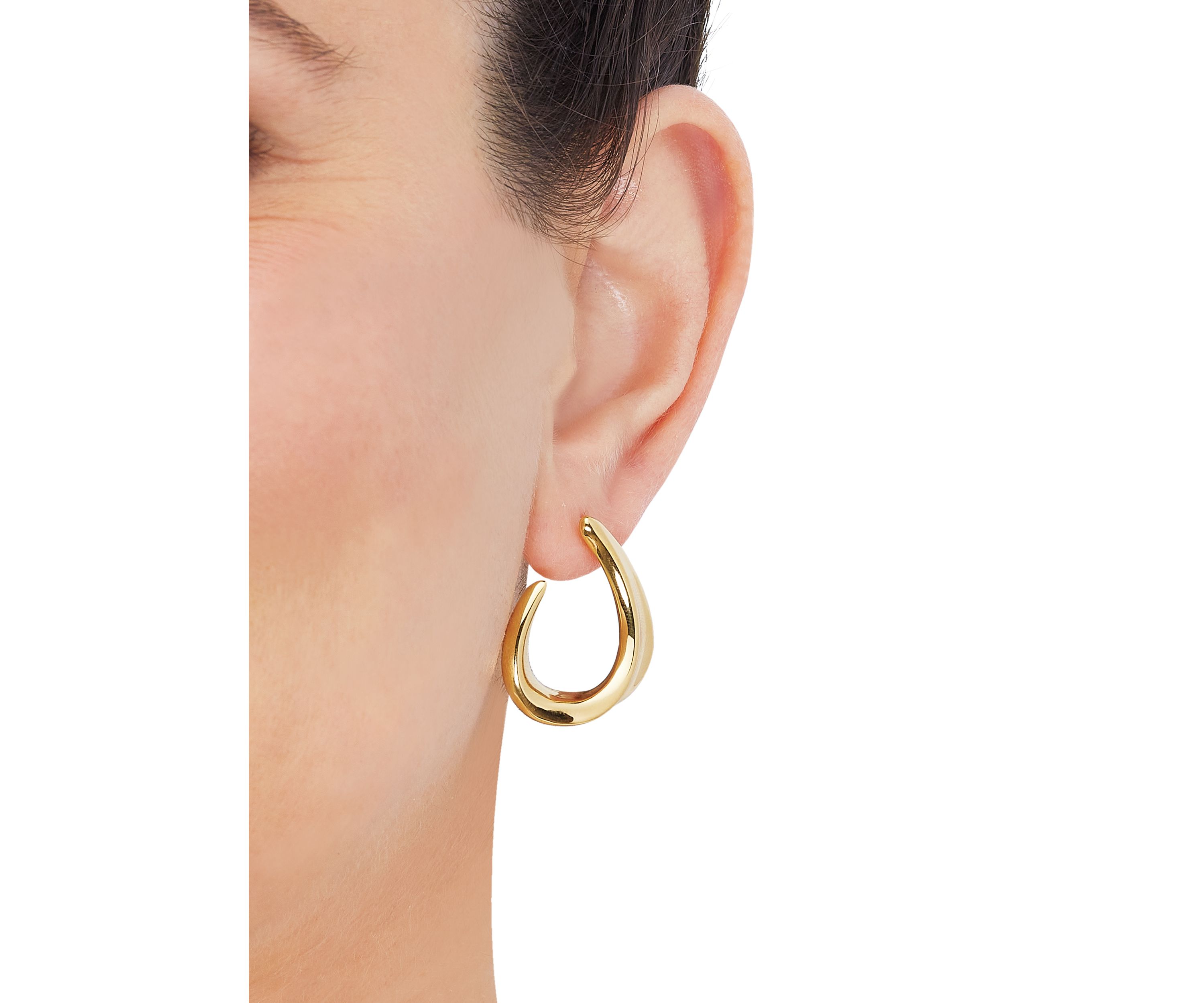 J Hoop Earrings in Gold Over Sterling Silver