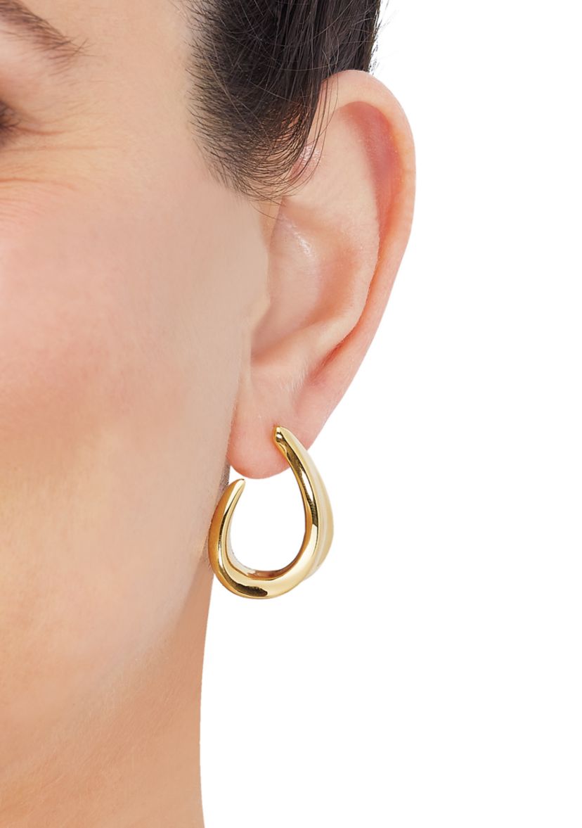 J Hoop Earrings in Gold Over Sterling Silver