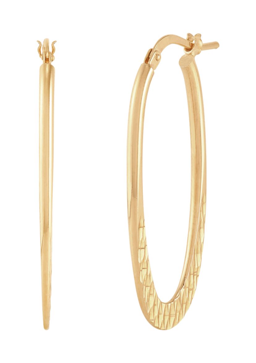 Oval Tube Hoop Earrings in Sterling Silver