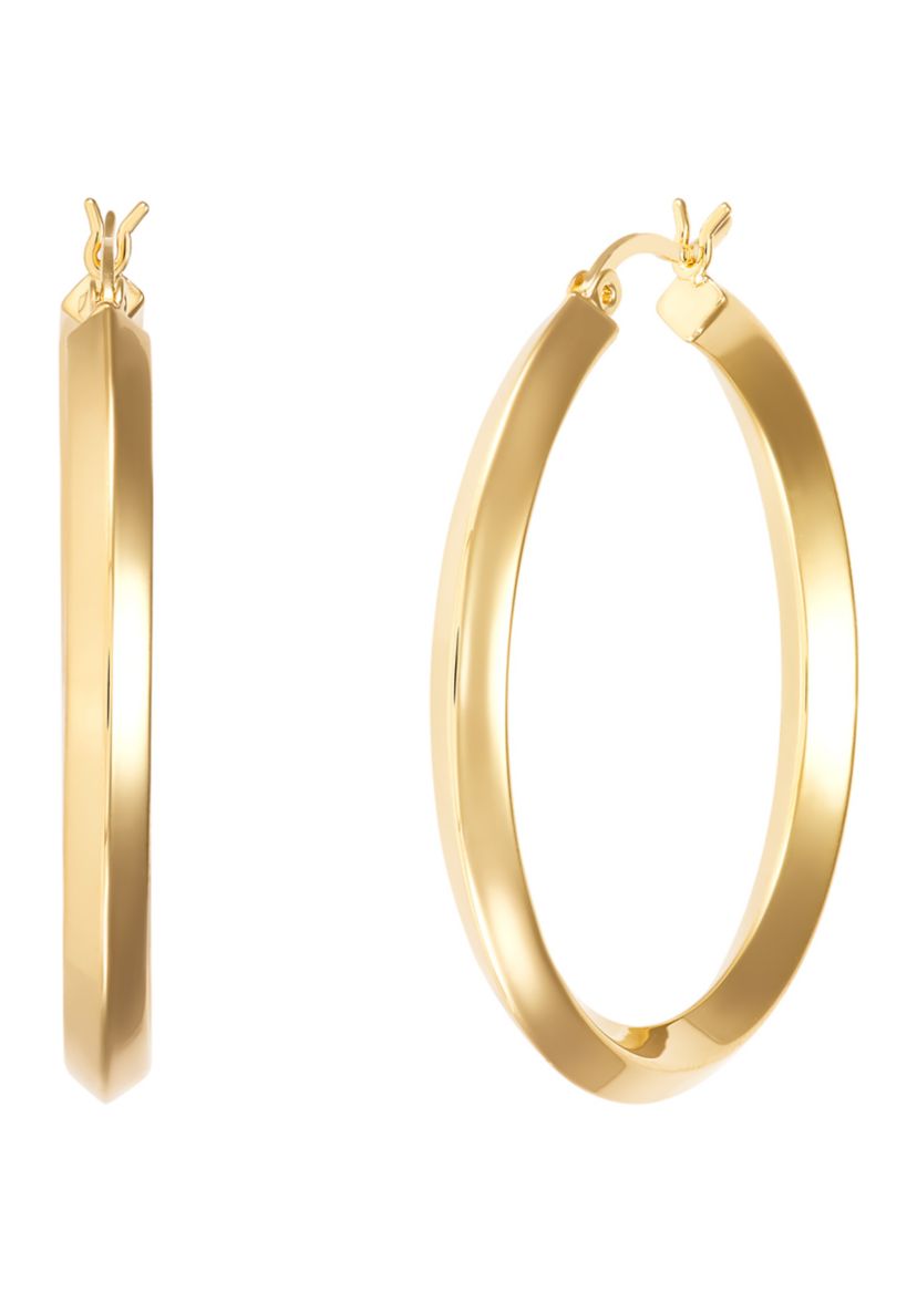 Round Tube Hoop Earrings in Gold Over Silver