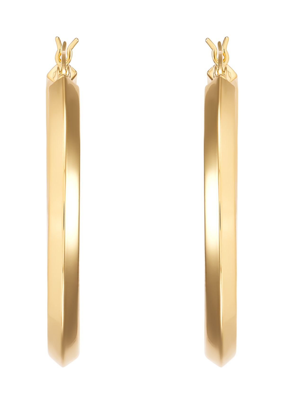 Round Tube Hoop Earrings in Gold Over Silver