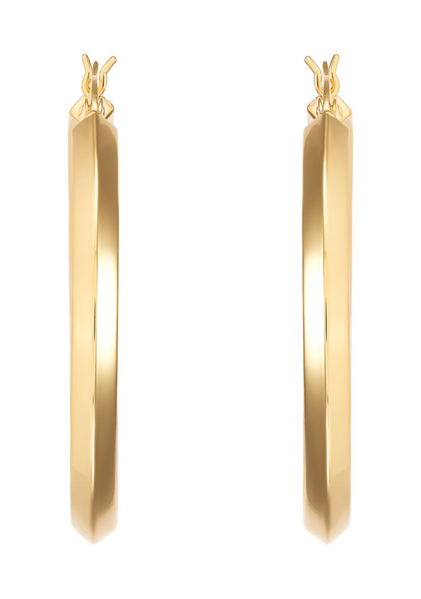 Round Tube Hoop Earrings in Gold Over Silver